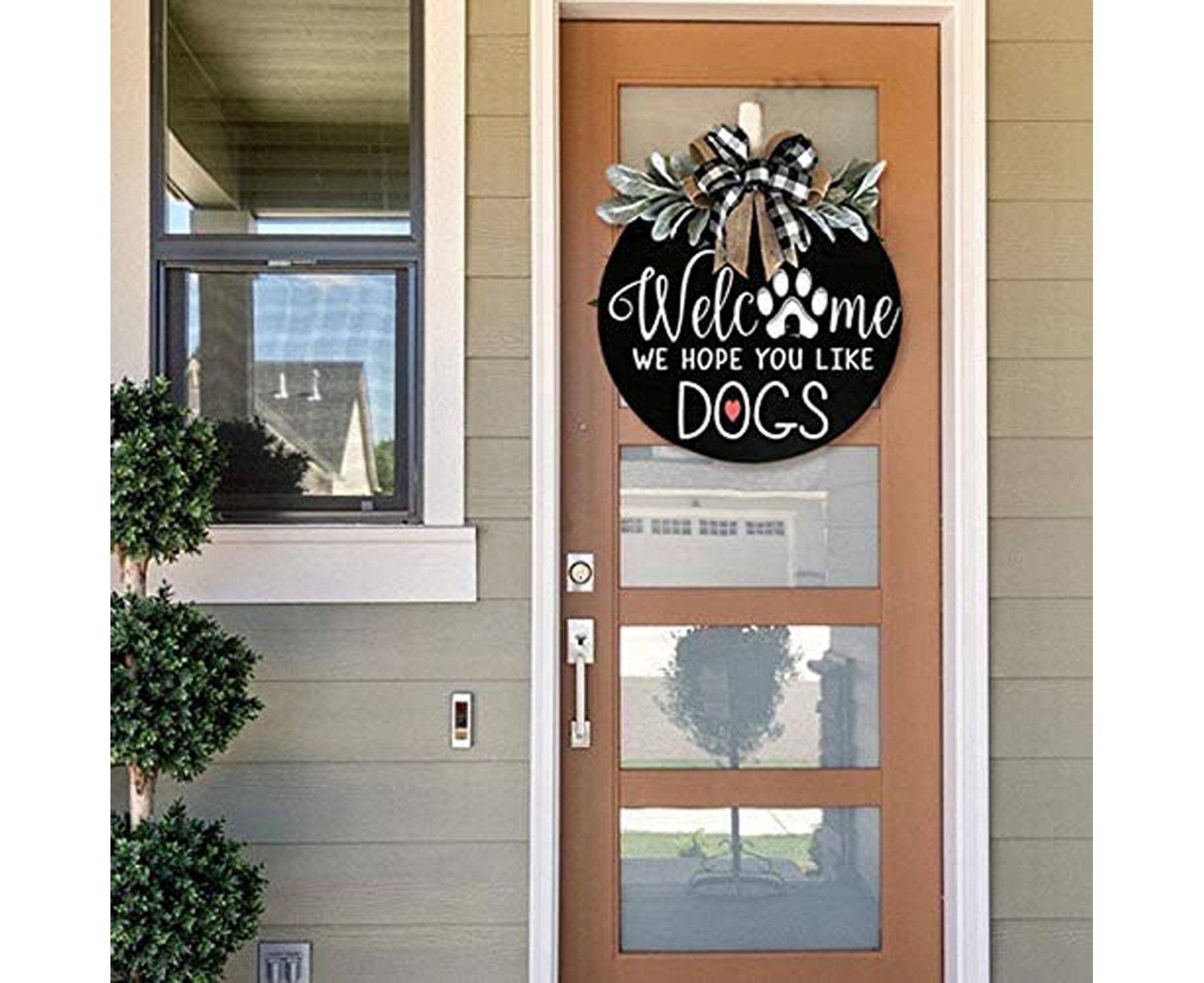Door Sign Long Lasting Multifunctional Round Welcome Hanging Home Sign for Home-Black