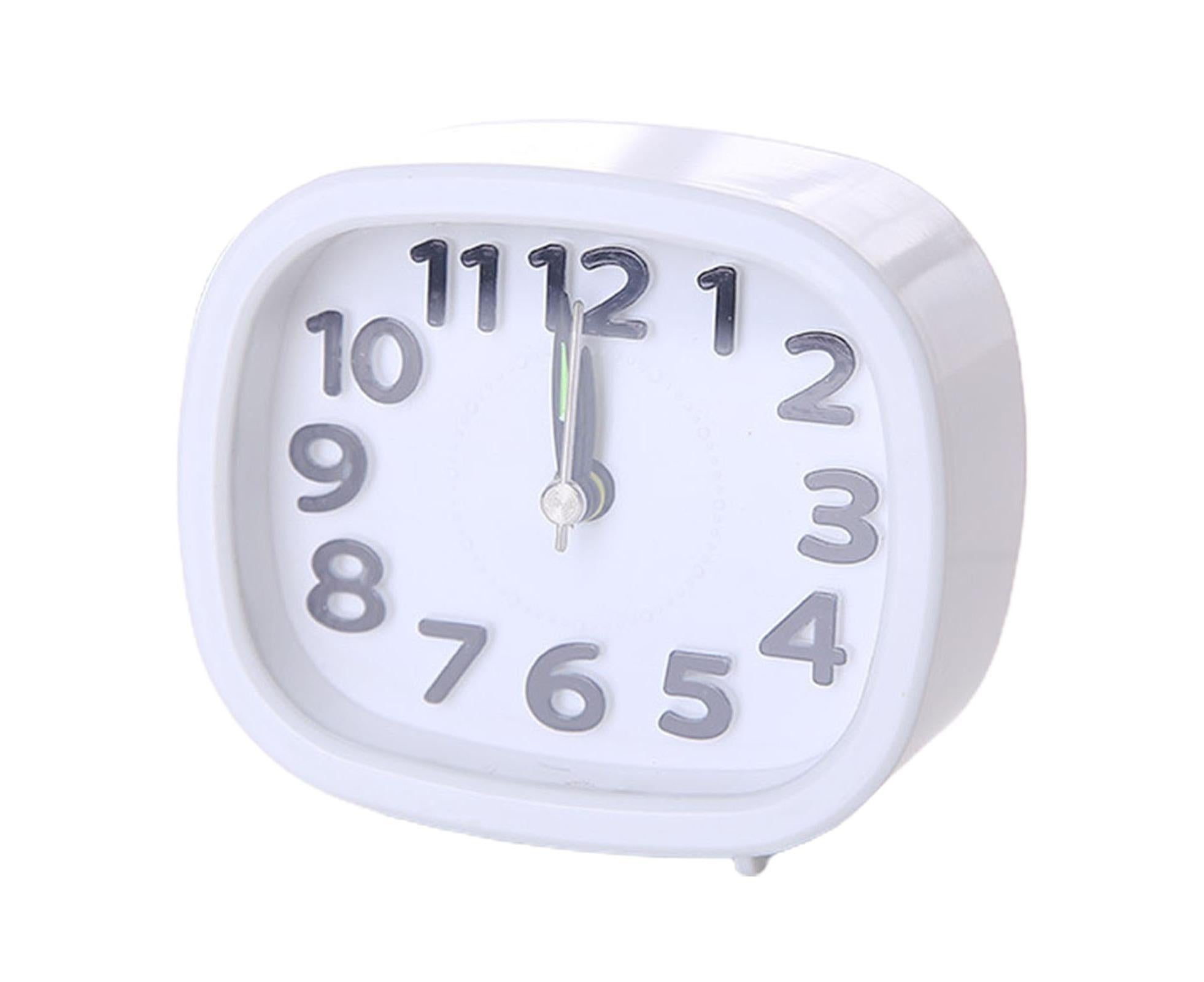 Table Clock Low Noise Multi-functional Round Small Bedside Analog Alarm Clock for Daily Use - White Table Clock Low Noise Multi-functional Round Small Bedside Analog Alarm Clock for Daily Use - White