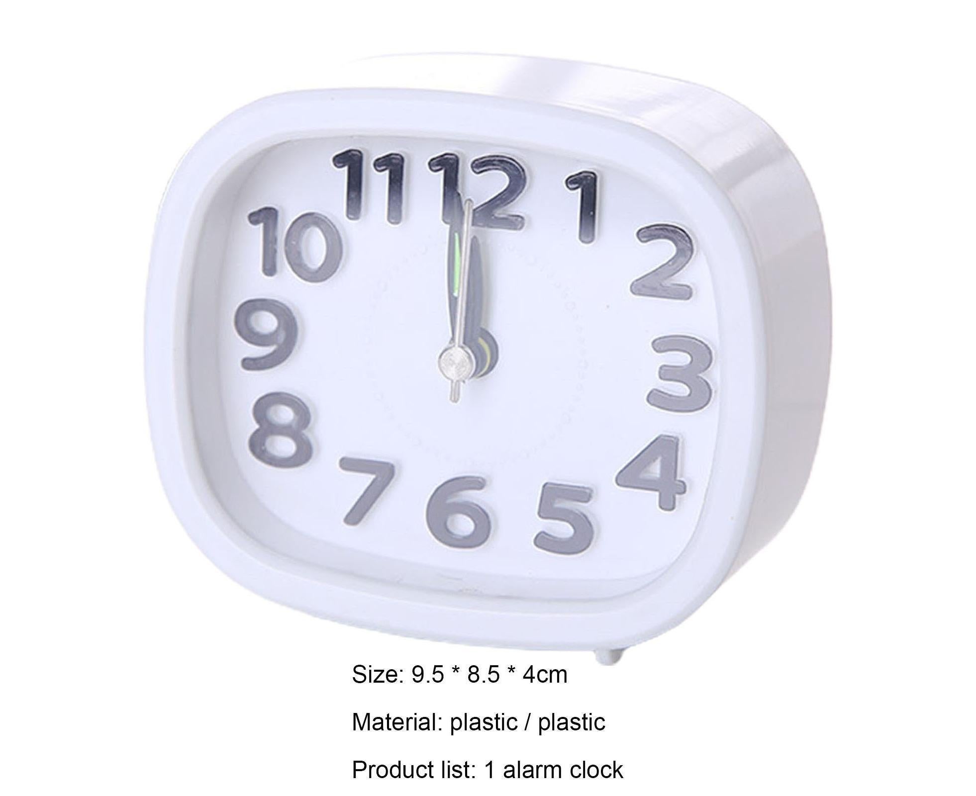 Table Clock Low Noise Multi-functional Round Small Bedside Analog Alarm Clock for Daily Use - White