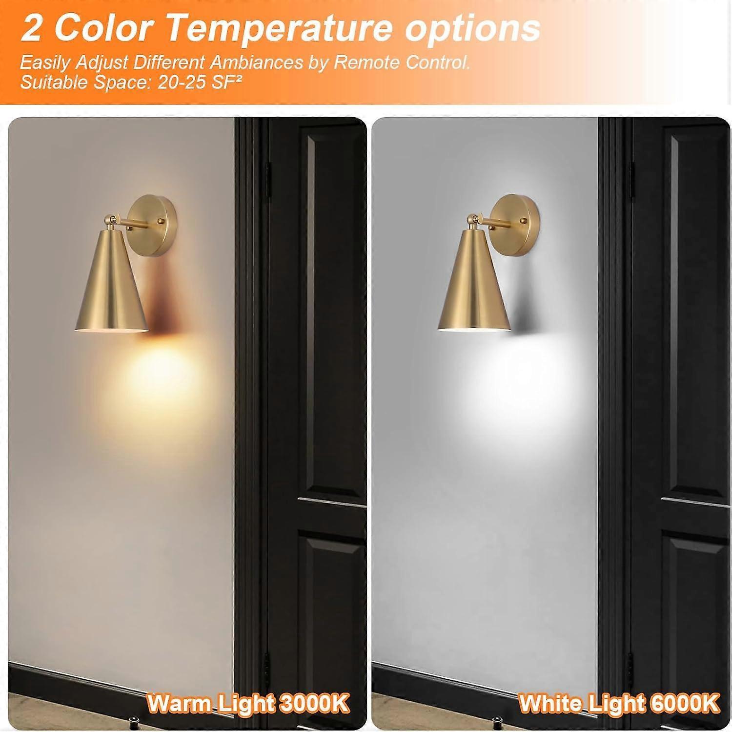 Modern Gold Battery Operated Wall Sconces Set of 2