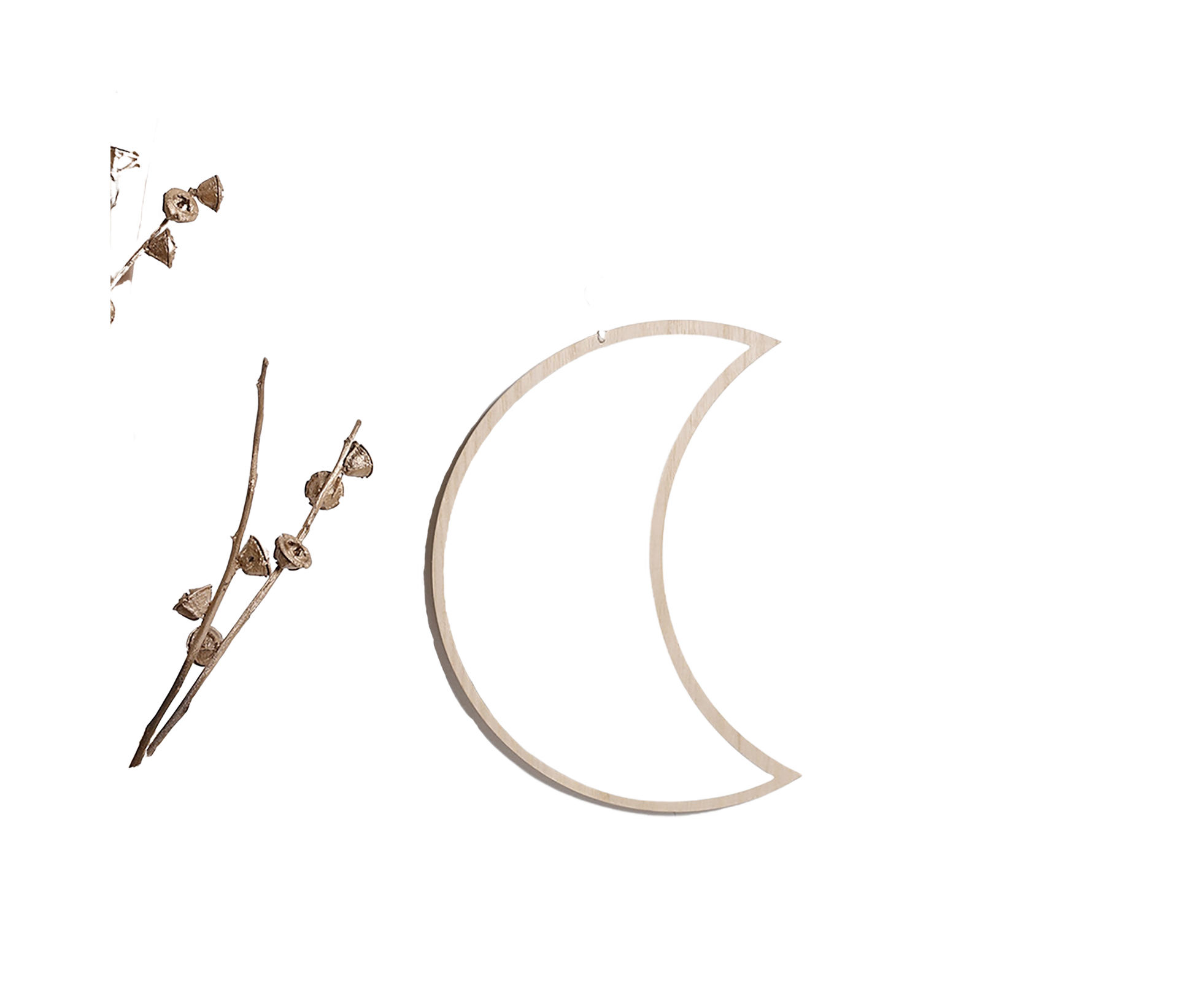 Moon Shape Mirror Decor for Bedroom-Natural Moon Shape Mirror Decor for Bedroom-Natural