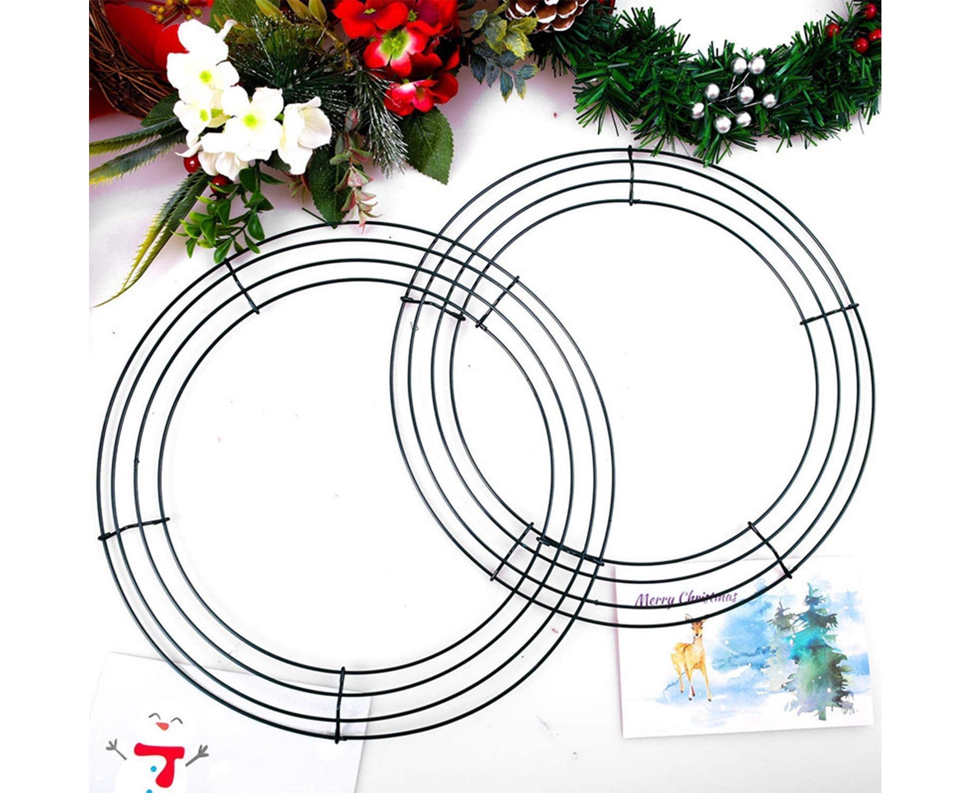 Wreath Frame Durable Wall Hanging Metal Rust-proof Wire Wreath Form for Home Decor-Black 40cm