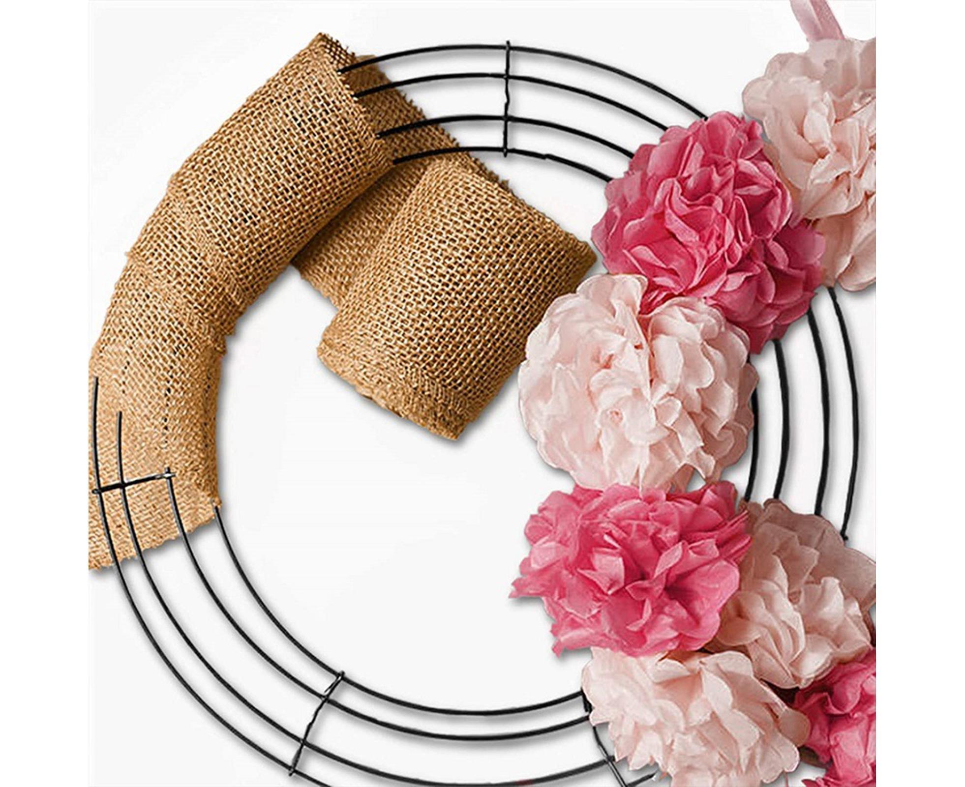 Wreath Frame Durable Wall Hanging Metal Rust-proof Wire Wreath Form for Home Decor-Black 40cm