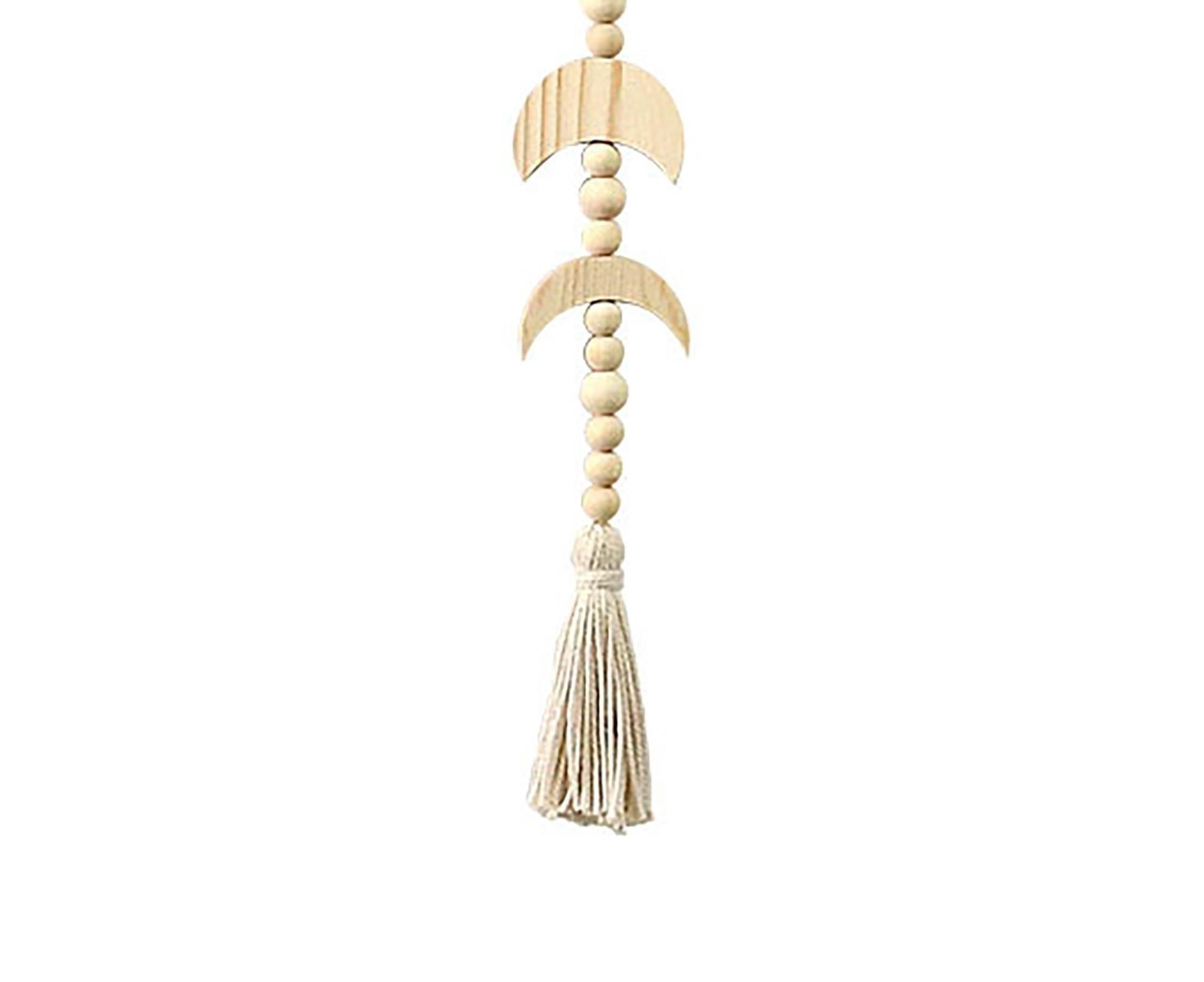 Wall Pendant Decorative Nordic Style Moon Sun Design Handmade Wall Hanging Decor for Dorm-Beige