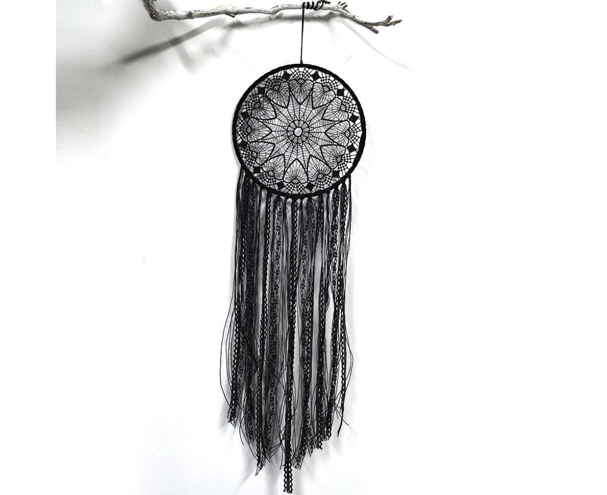 Hollow Round Moon Shape Tassel Dream Catcher Hanging Pendant Home Bedroom Decor- B