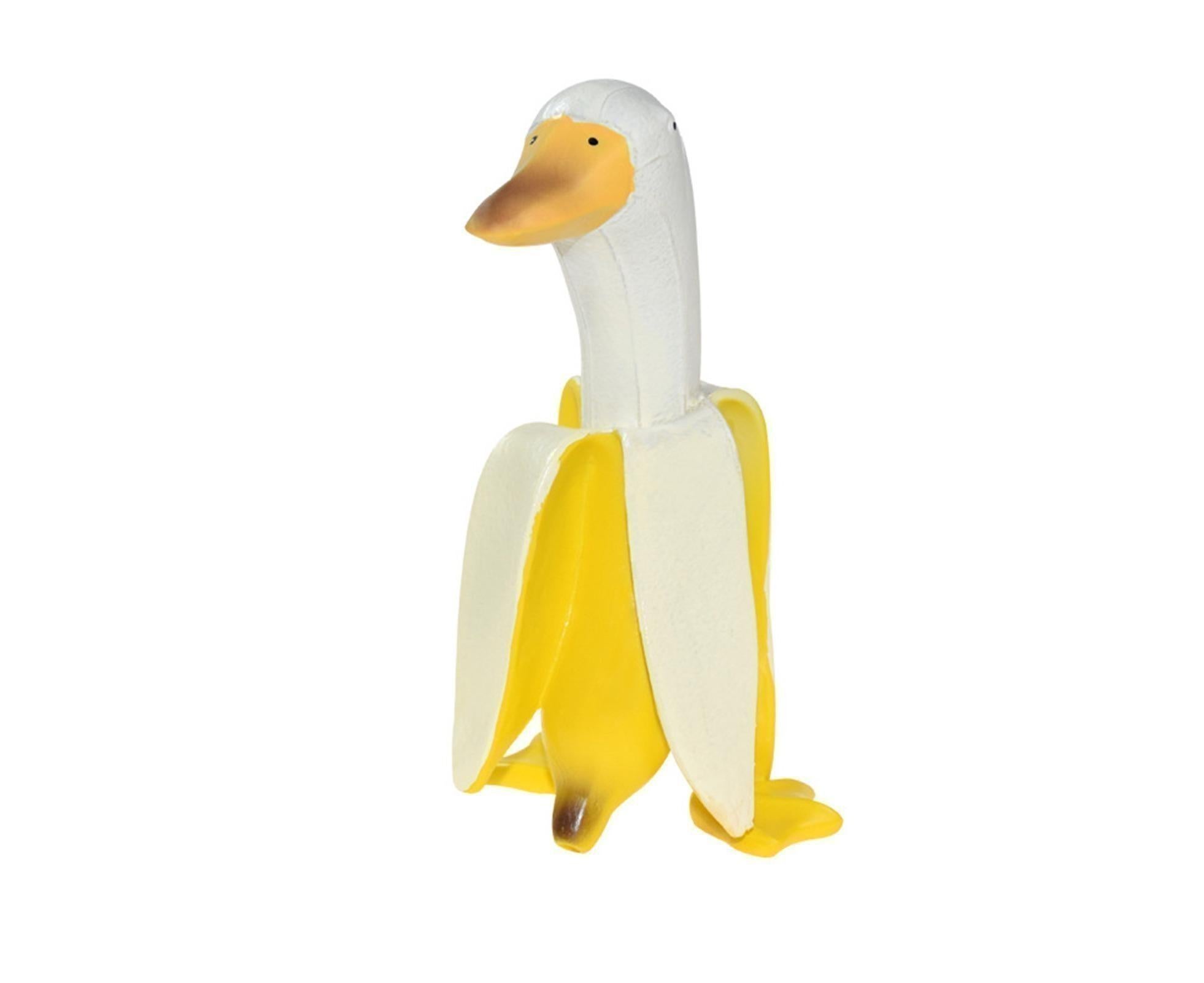 Duck Resin Statue Banana Duck Shape Unique Design Waterproof Duck Gardening Decoration for Outdoor