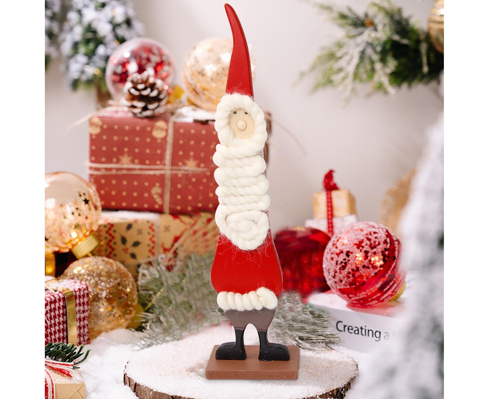 Snowman Ornament Festive Atmosphere Decorate Wood Tea Table Garden Doll Figurine for Home-L