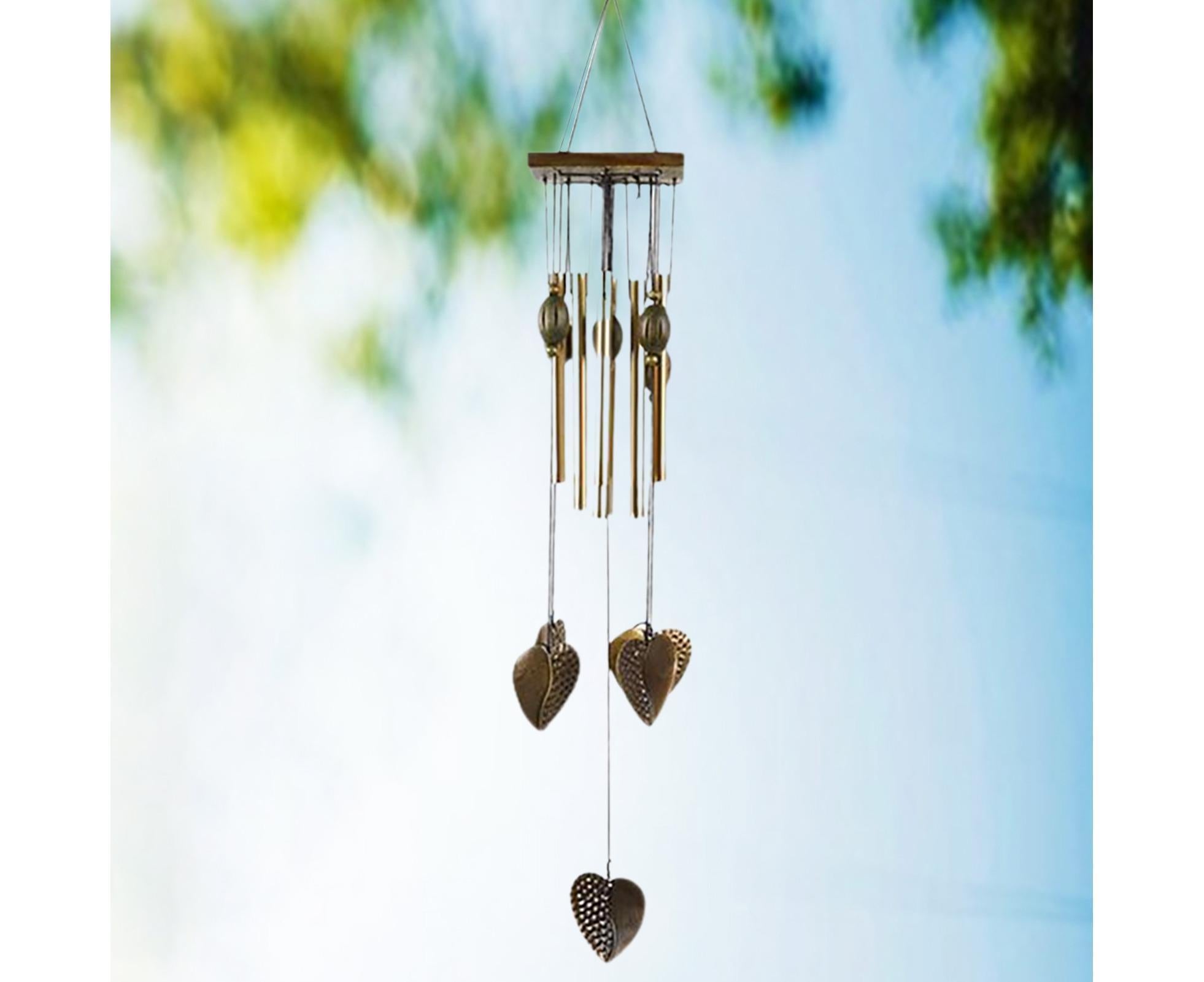 Anti-corrosion Wind Chime with Heart Pendant Metal Patio Porch Windchimes Bell for Home