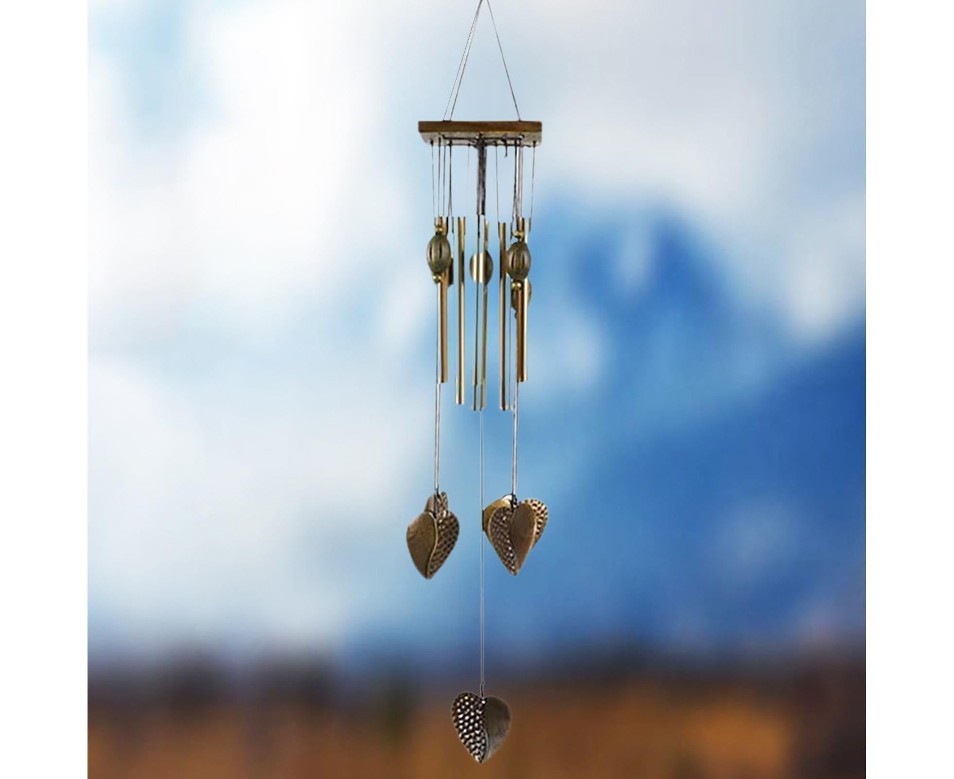 Anti-corrosion Wind Chime with Heart Pendant Metal Patio Porch Windchimes Bell for Home