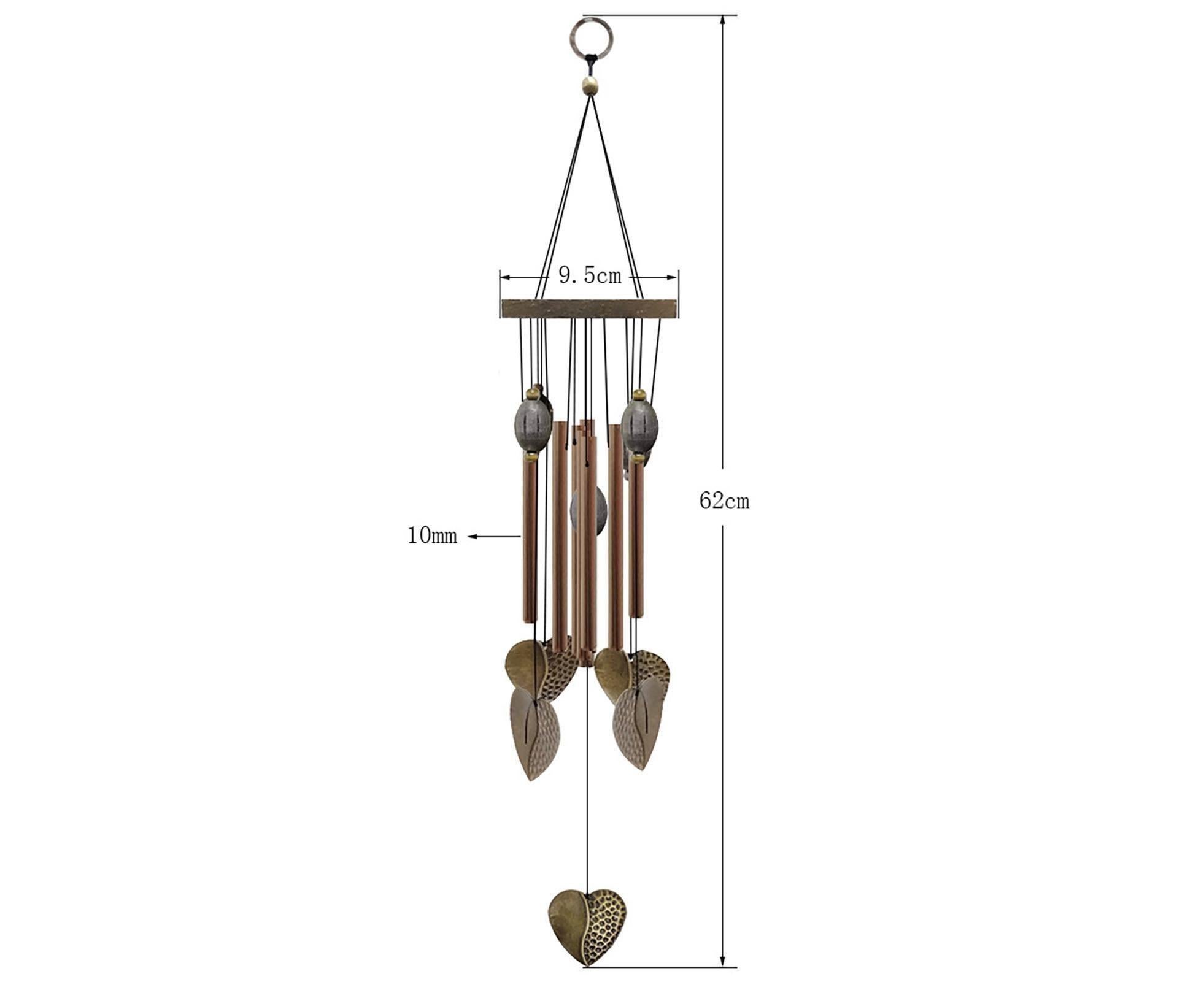 Anti-corrosion Wind Chime with Heart Pendant Metal Patio Porch Windchimes Bell for Home