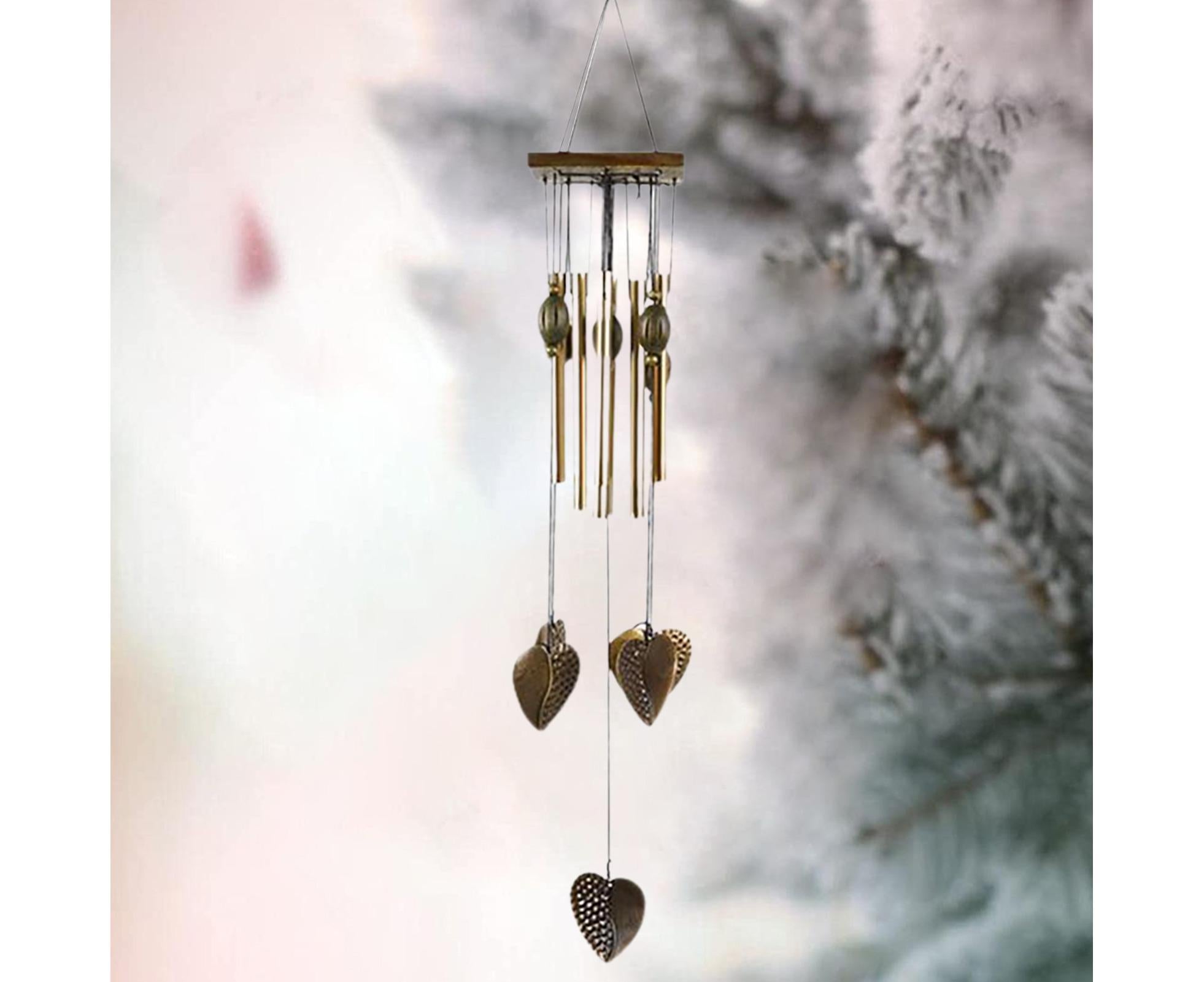Anti-corrosion Wind Chime with Heart Pendant Metal Patio Porch Windchimes Bell for Home
