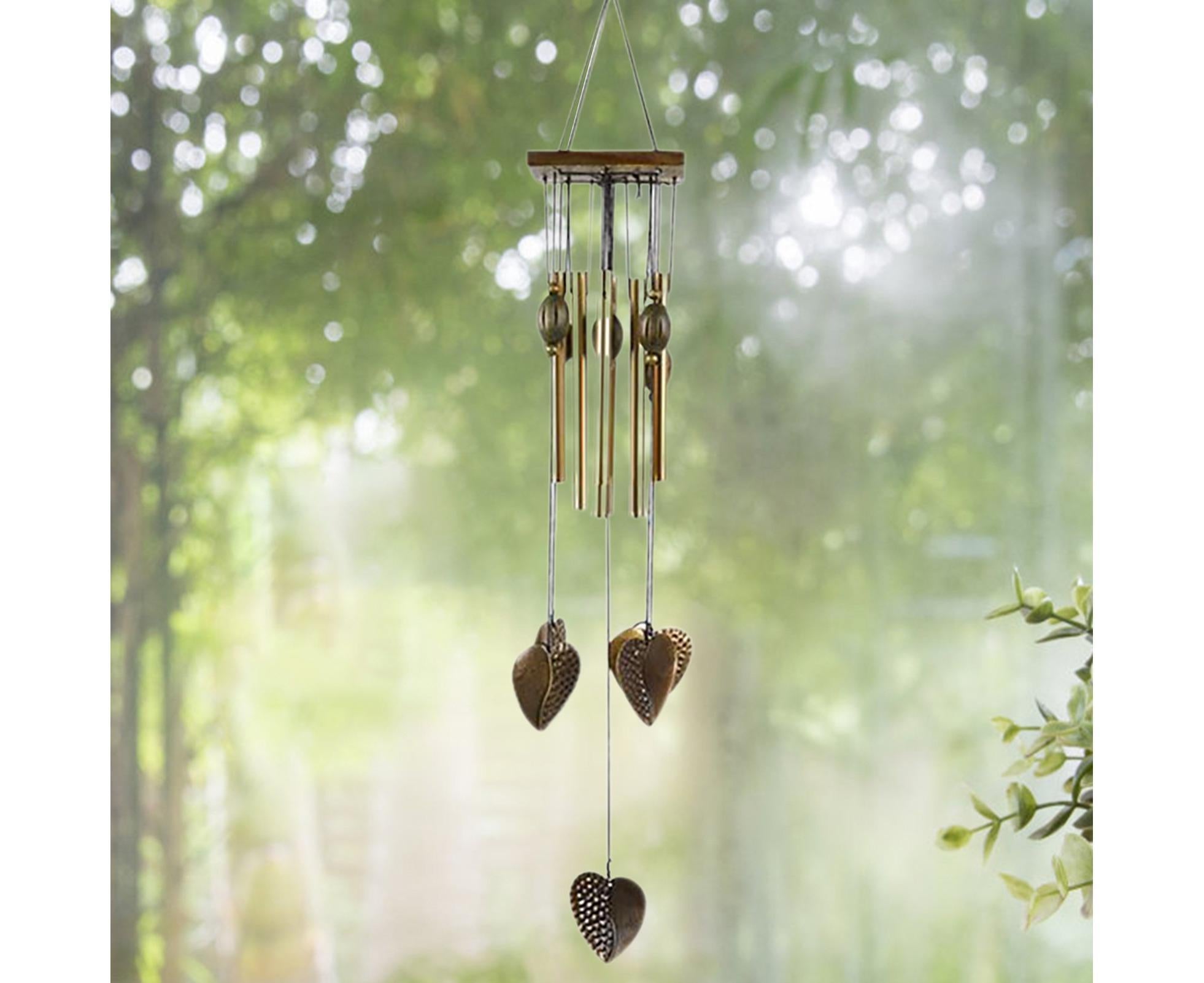Anti-corrosion Wind Chime with Heart Pendant Metal Patio Porch Windchimes Bell for Home
