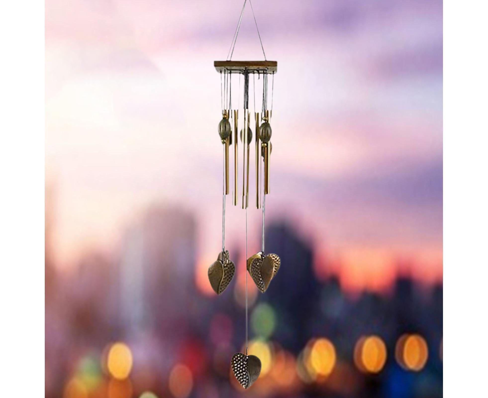 Anti-corrosion Wind Chime with Heart Pendant Metal Patio Porch Windchimes Bell for Home