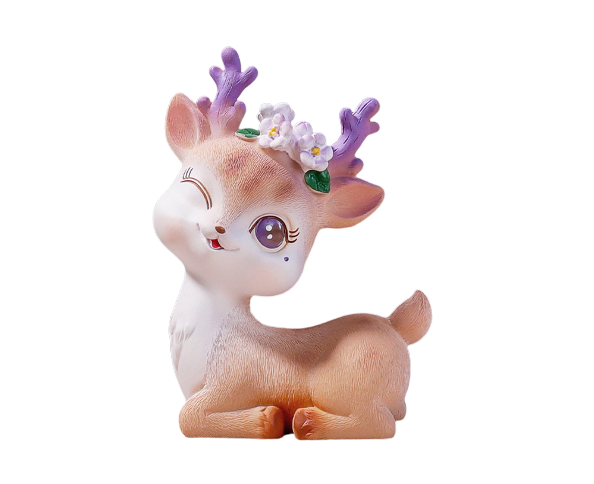 Cartoon Small Deer Resin Reindeer Craft Miniature Desktop Ornaments Car Decor- B Cartoon Small Deer Resin Reindeer Craft Miniature Desktop Ornaments Car Decor- B