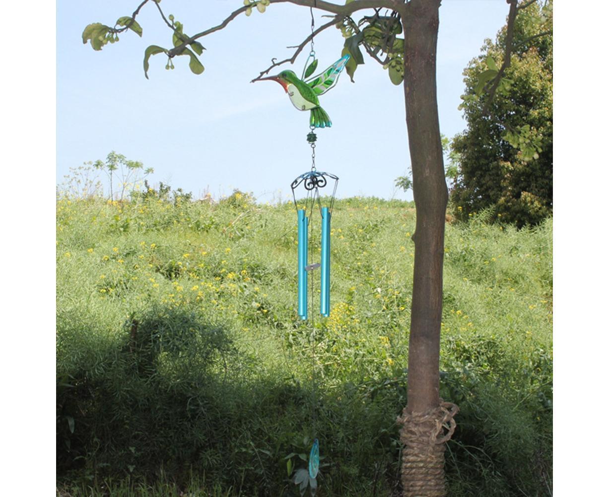 Cute Hummingbird Metal Tubes Wind Chime Bell Home Yard Wall Hanging Ornament-Green Wind Chime Tube
