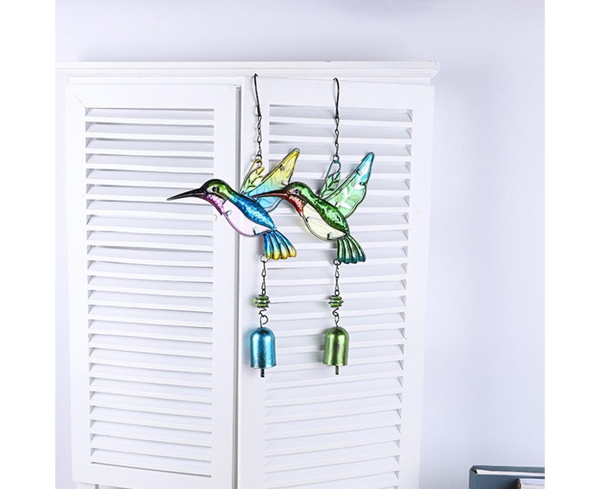 Cute Hummingbird Metal Tubes Wind Chime Bell Home Yard Wall Hanging Ornament-Green Wind Chime Tube