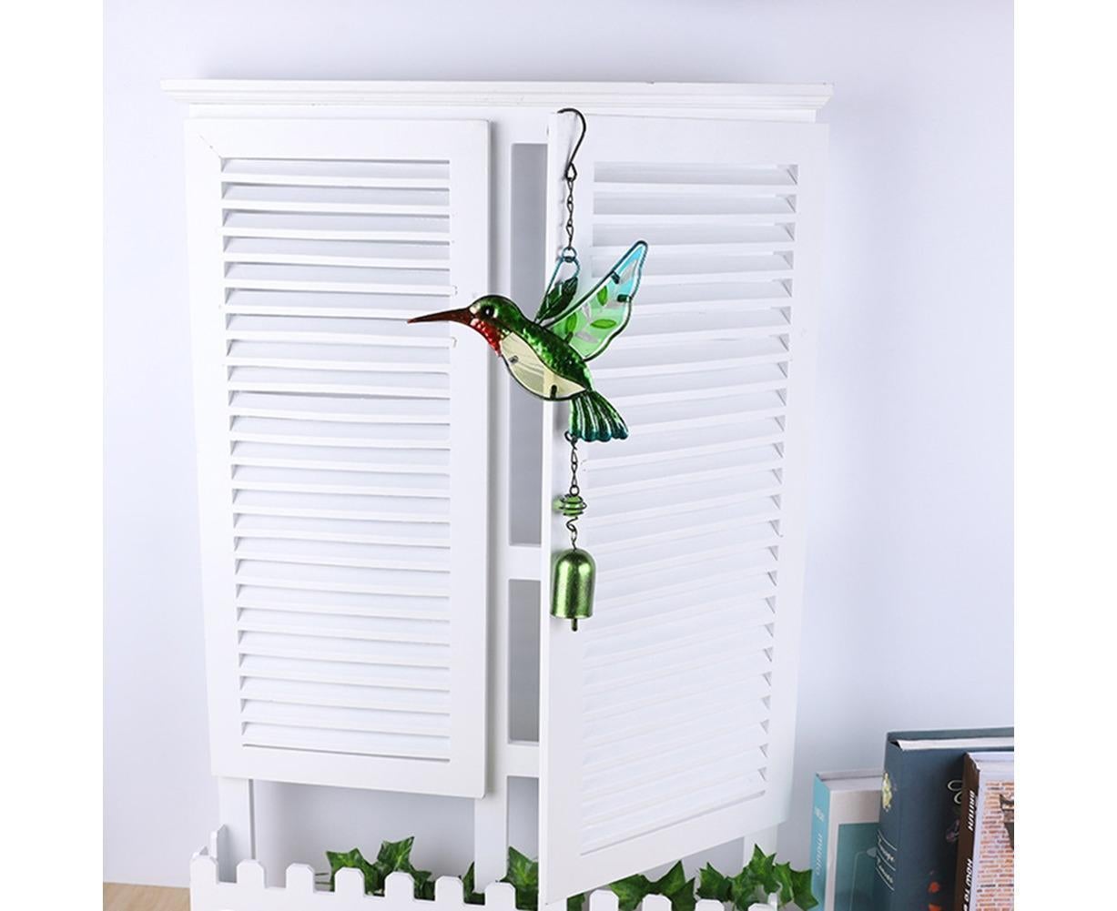 Cute Hummingbird Metal Tubes Wind Chime Bell Home Yard Wall Hanging Ornament-Green Wind Chime Tube