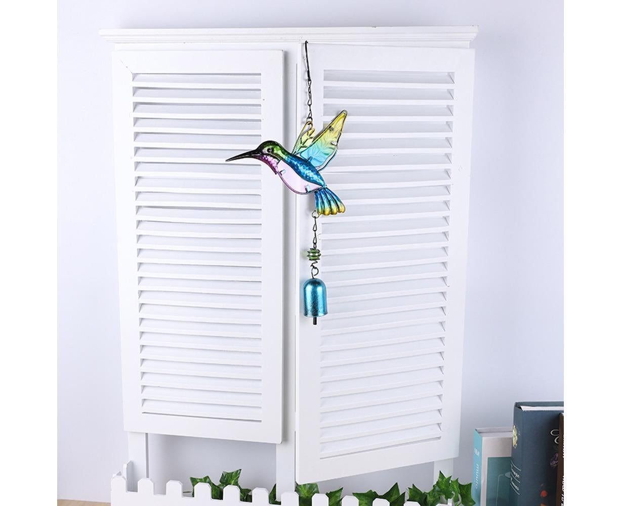 Cute Hummingbird Metal Tubes Wind Chime Bell Home Yard Wall Hanging Ornament-Green Wind Chime Tube