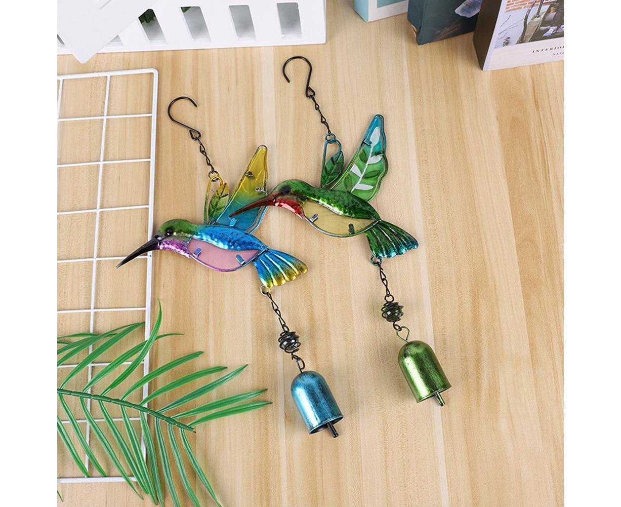 Cute Hummingbird Metal Tubes Wind Chime Bell Home Yard Wall Hanging Ornament-Green Wind Chime Tube