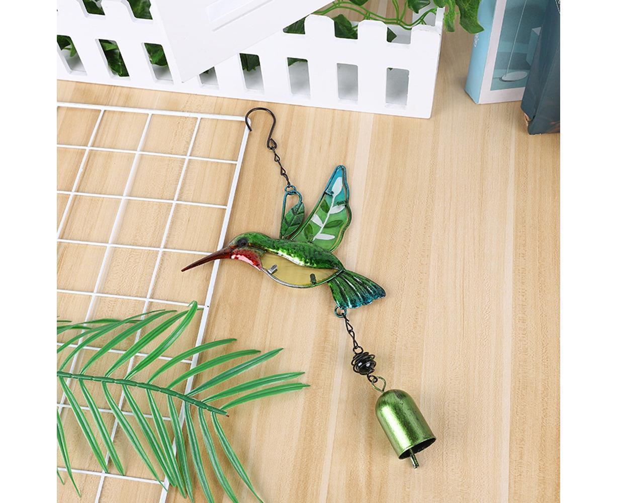 Cute Hummingbird Metal Tubes Wind Chime Bell Home Yard Wall Hanging Ornament-Green Wind Chime Tube