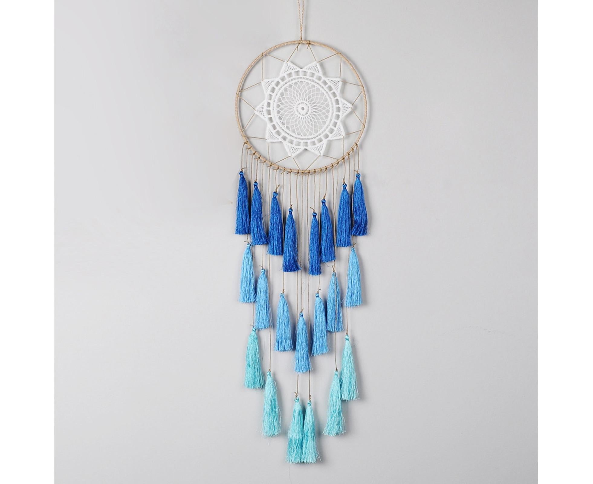 Round Handmade Wall Hanging Wind Chime Dream Catcher with Tassel Home Decor-Pink