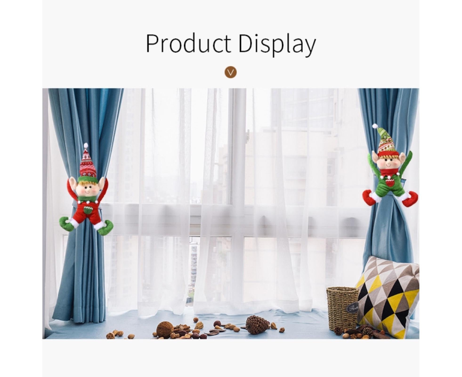 Cartoon Curtain Buckle Door Handle Pendant Holiday Decor Christmas Ornament Gift-Red