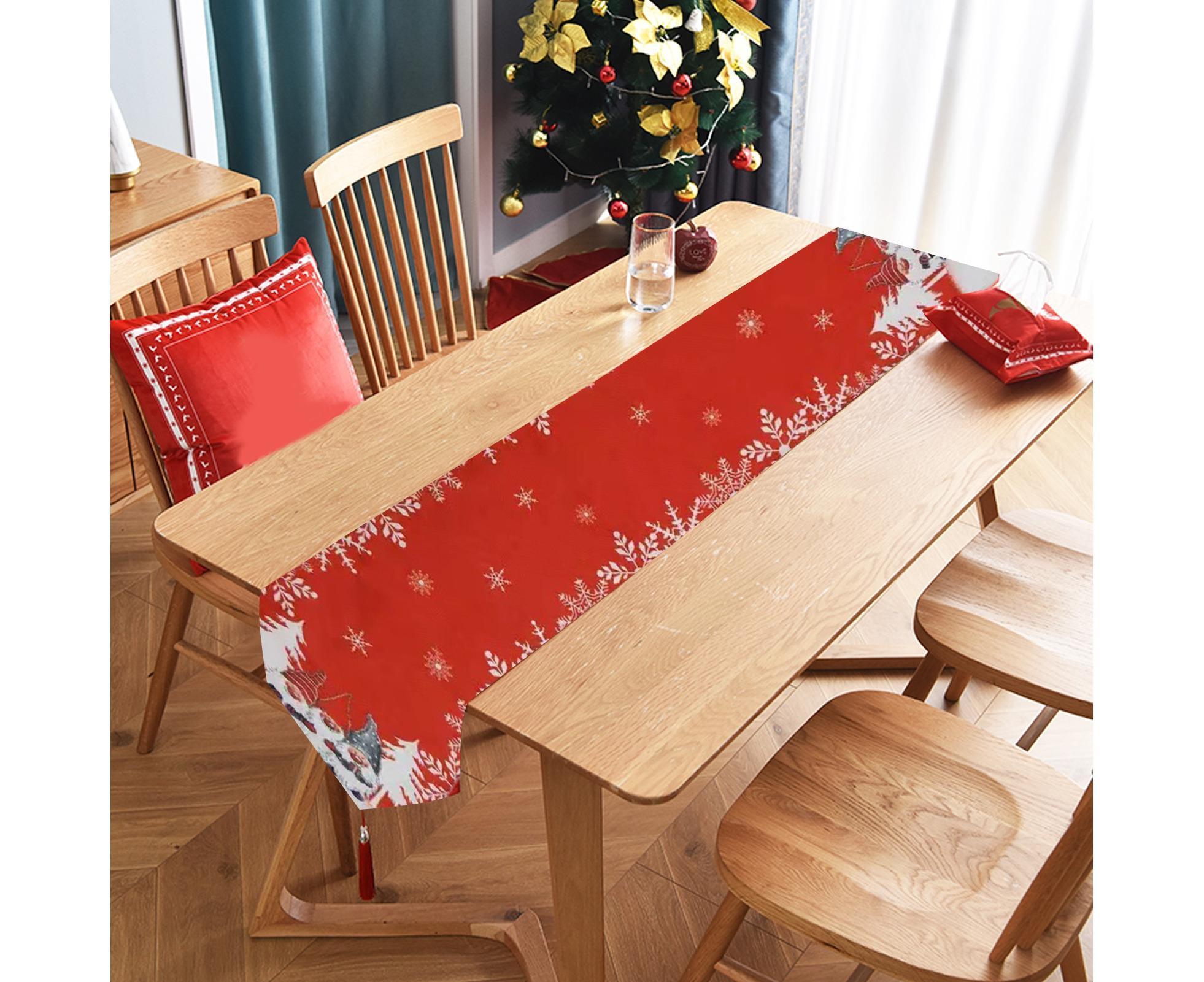 Xmas Tablecloth Non-woven Fabric Xmas Tree Print-Red