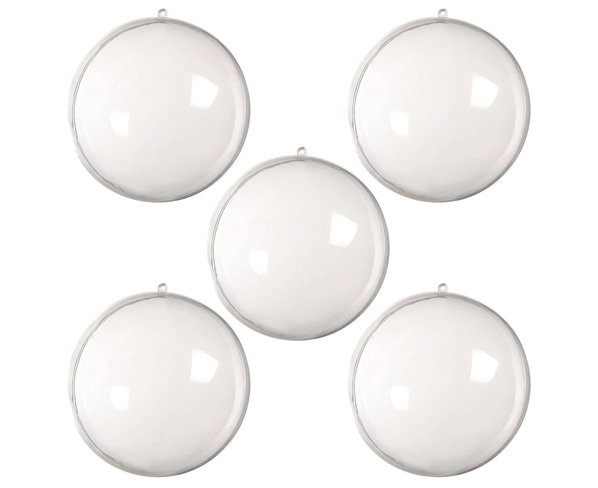 5Pcs Xmas Ball Transparent Fillable Shatterproof-9cm