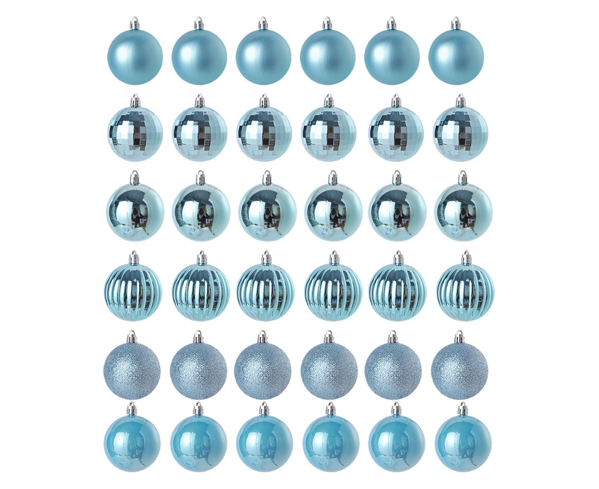 36Pcs Xmas Ball Electroplating Ornaments-Lake Blue