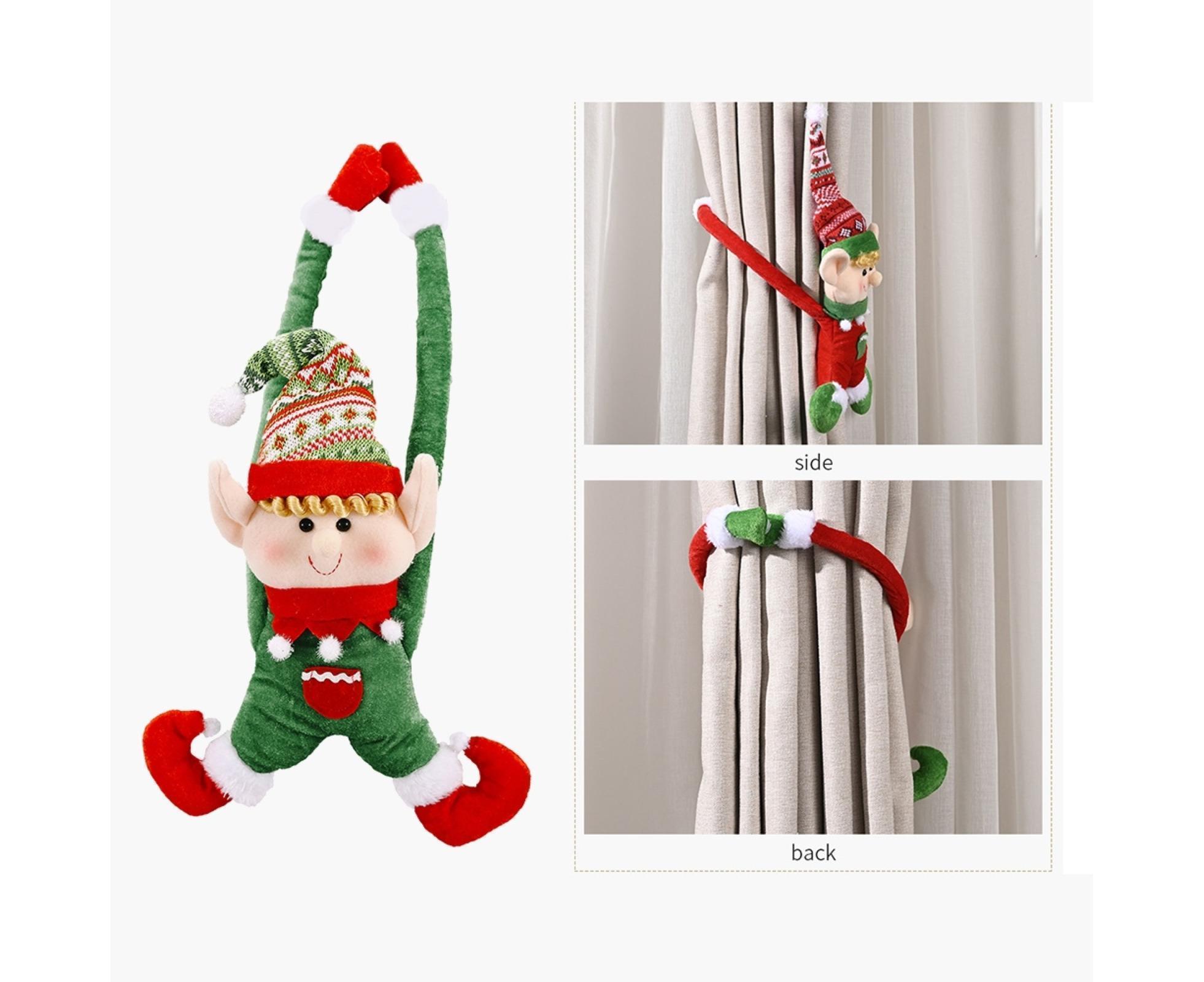 Cartoon Curtain Buckle Door Handle Pendant Holiday Decor Christmas Ornament Gift-Green