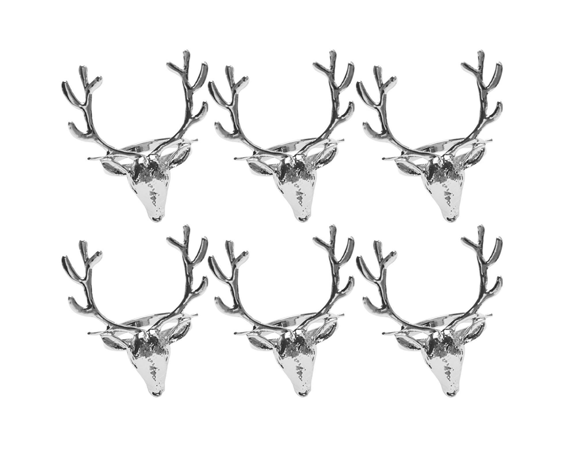 6Pcs Napkin Holder Deer Design Metal Table Decoration - Silver 6Pcs Napkin Holder Deer Design Metal Table Decoration - Silver