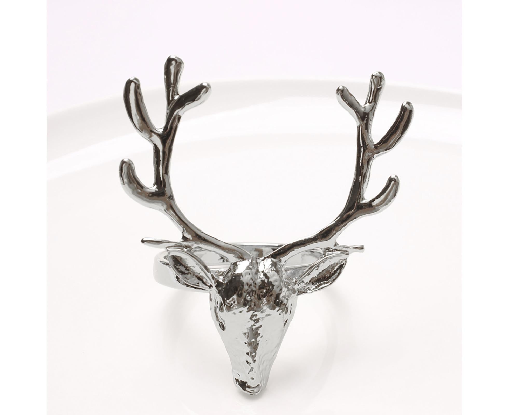 6Pcs Napkin Holder Deer Design Metal Table Decoration - Silver