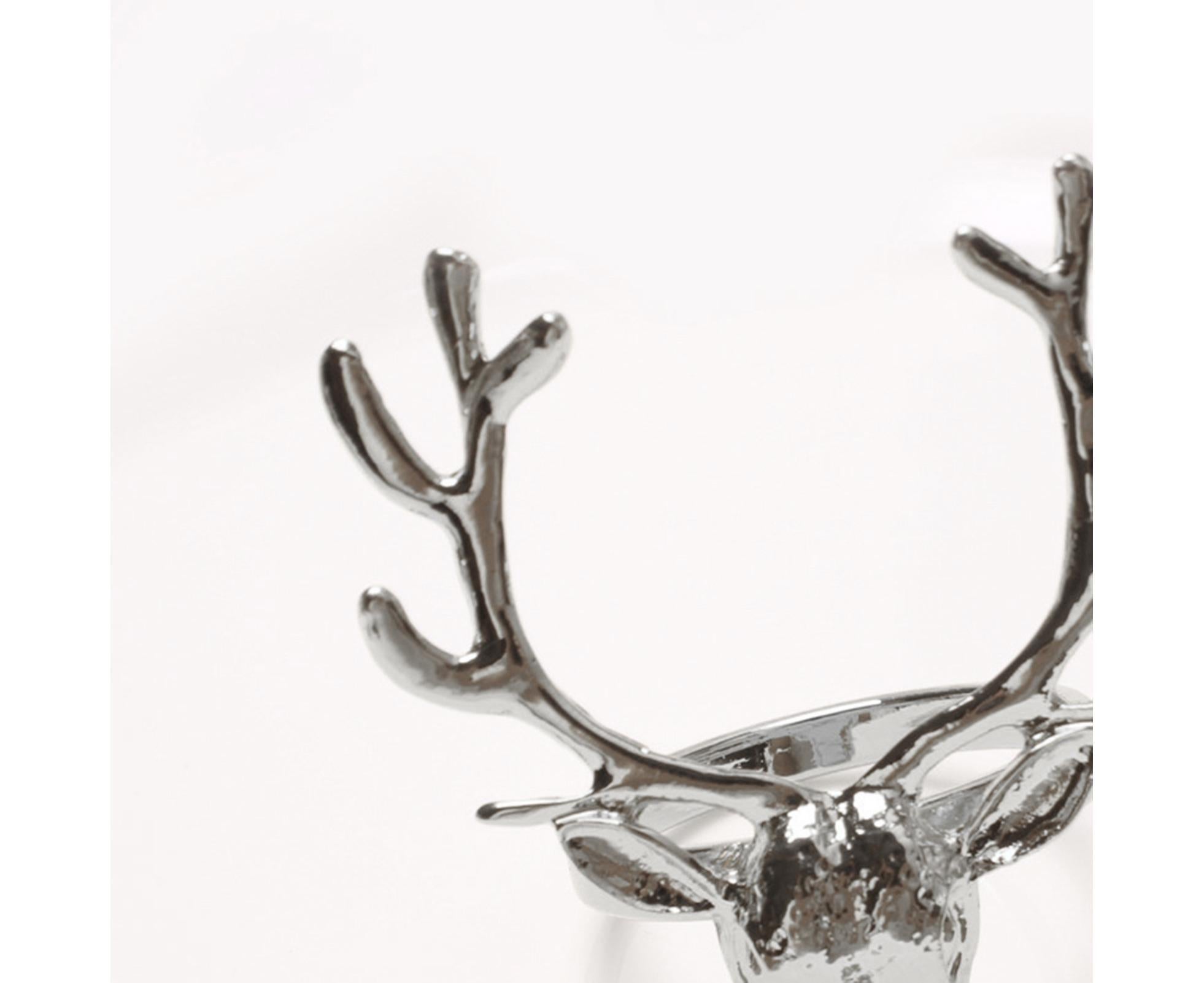 6Pcs Napkin Holder Deer Design Metal Table Decoration - Silver