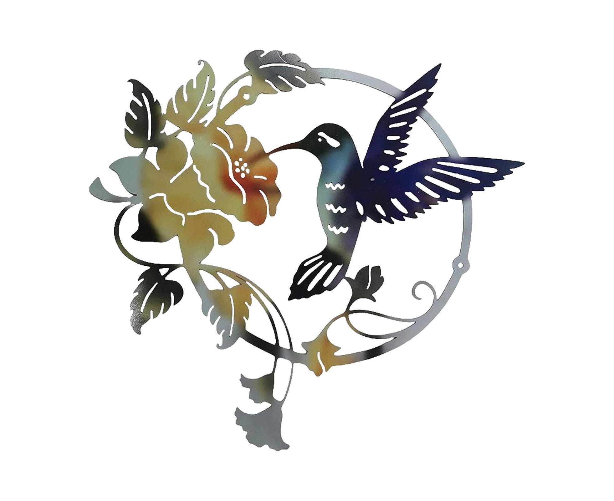 Metal Bird Wall Art Decor Hummingbird - Yellow Metal Bird Wall Art Decor Hummingbird - Yellow