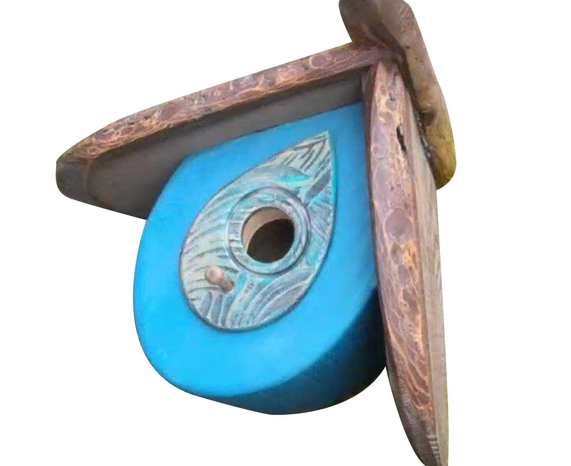 Creative Leaf Shape Bird House Beautiful Bright-colored Wood Bird Nest for Garden-Blue Creative Leaf Shape Bird House Beautiful Bright-colored Wood Bird Nest for Garden-Blue