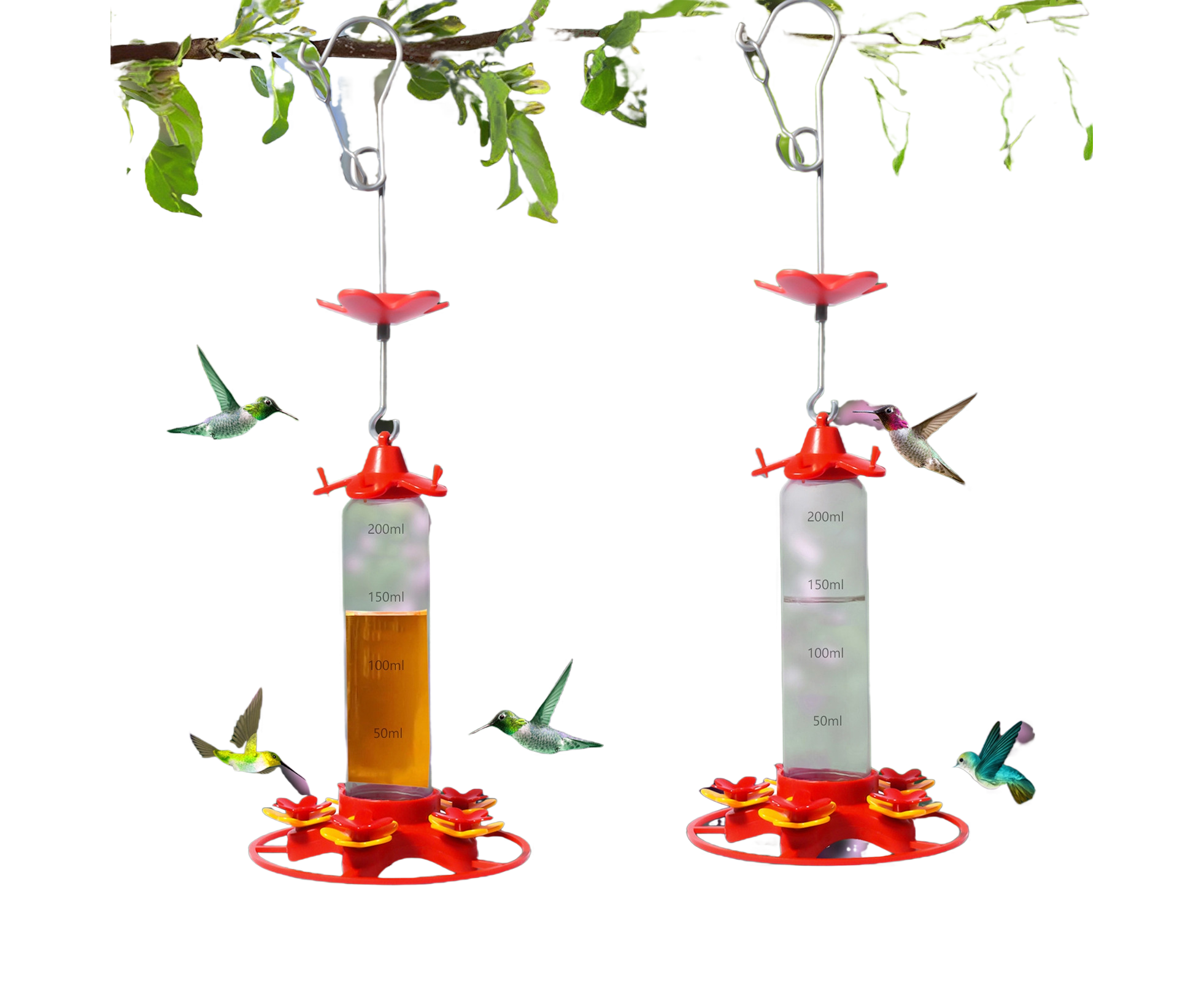 Hanging Feeder Hook Leakproof Hummingbird Feeder - Red