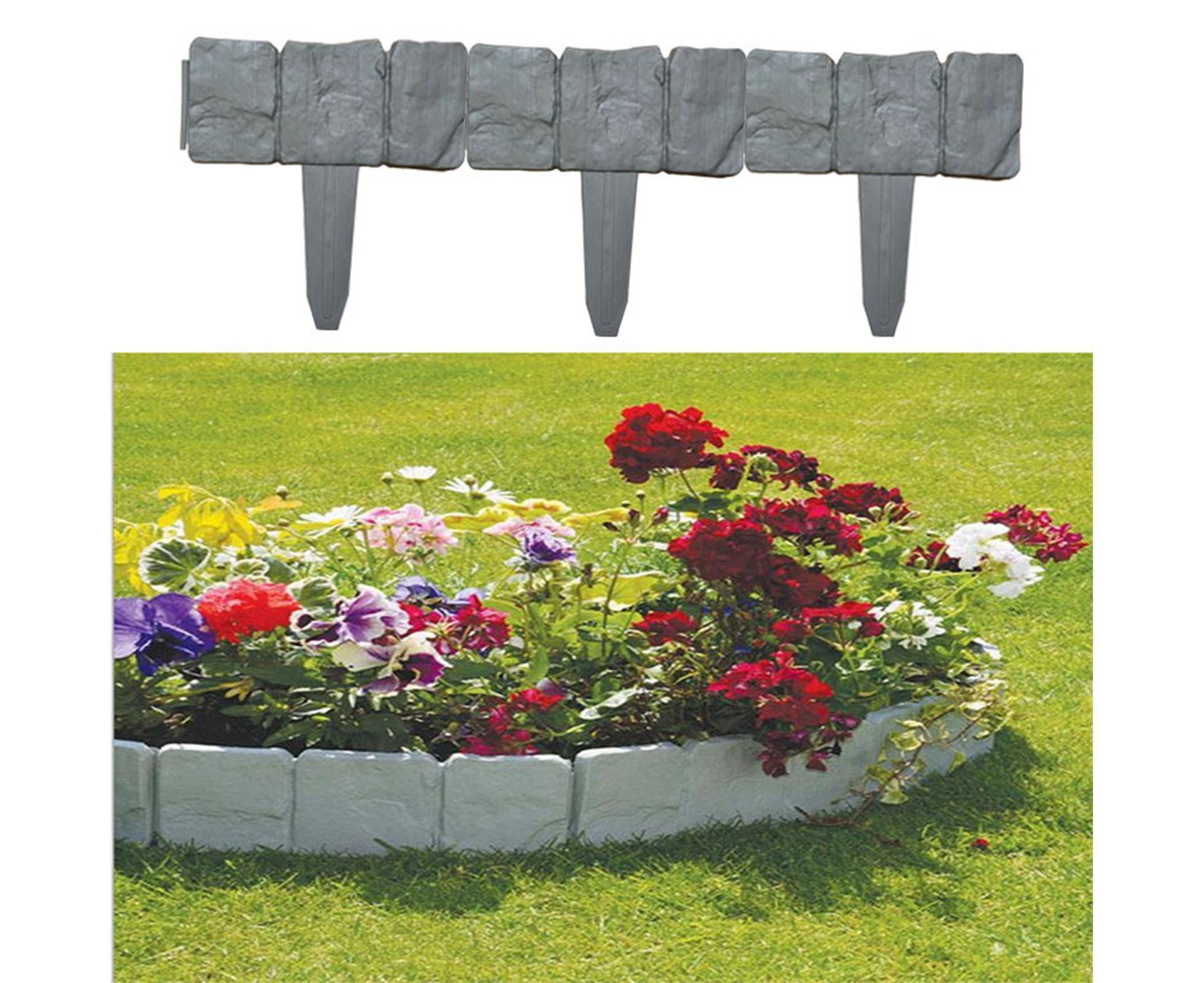 10pcs Garden Edging Border Faux Stone - Grey