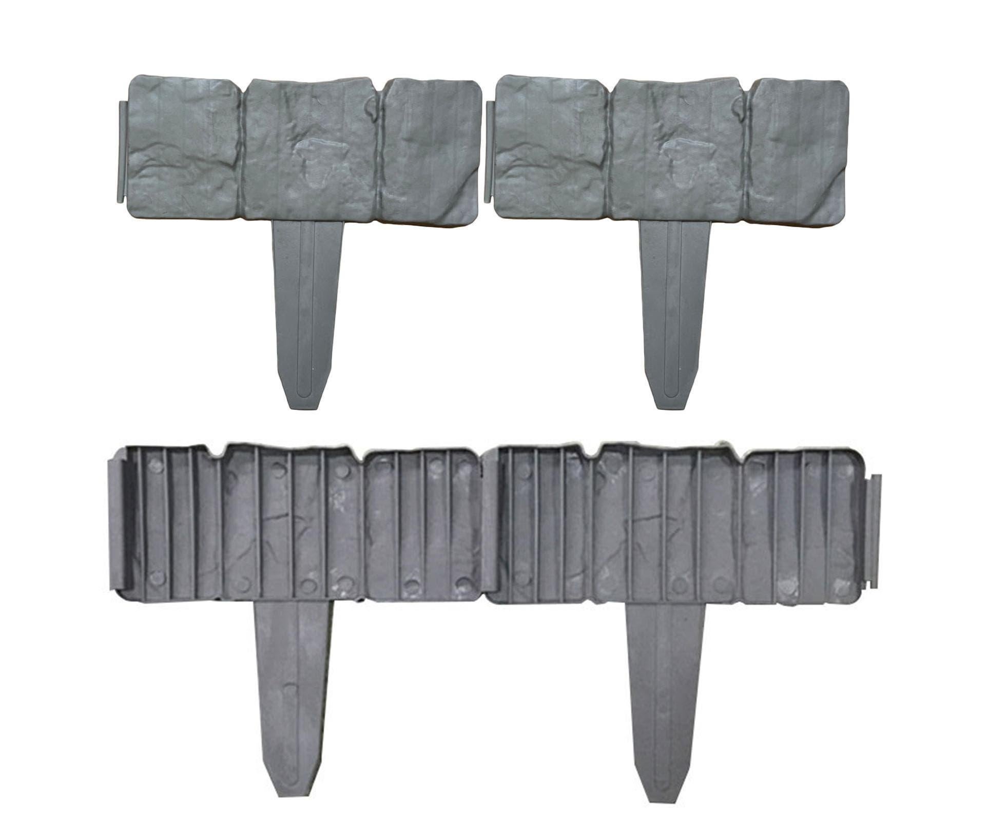 10pcs Garden Edging Border Faux Stone - Grey