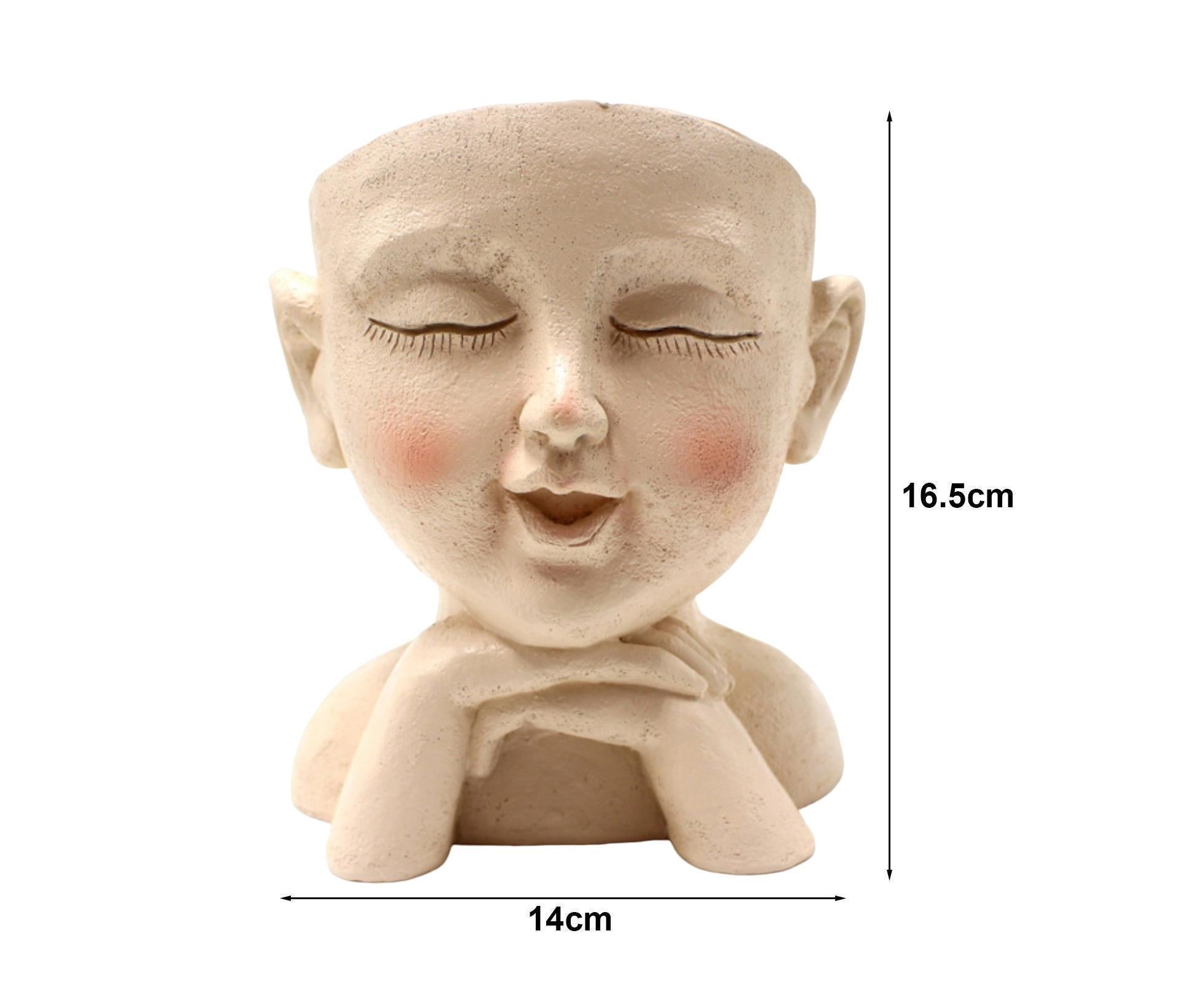 Face Flower Pot with Drainage Resin Succulent Cactus Plant Face Planter Garden Supplies-Multicolor