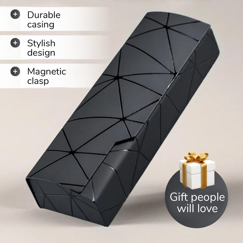 Premium Eyeglass Case - Retro Japanese Style - Sunglass Storage - Fashionable Geometric Pattern - Stylish Eyeglass Case - Durable and Shock-Resistant - Unisex - Black Premium Eyeglass Case - Retro Japanese Style - Sunglass Storage - Fashionable Geometric Pattern - Stylish Eyeglass Case - Durable and Shock-Resistant - Unisex - Black