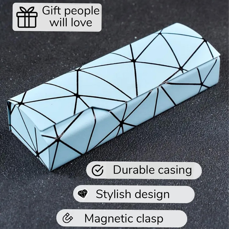 Premium Eyeglass Case - Retro Japanese Style - Sunglass Storage - Fashionable Geometric Pattern - Stylish Eyeglass Case - Durable and Shock-Resistant - Unisex - Blue Premium Eyeglass Case - Retro Japanese Style - Sunglass Storage - Fashionable Geometric Pattern - Stylish Eyeglass Case - Durable and Shock-Resistant - Unisex - Blue