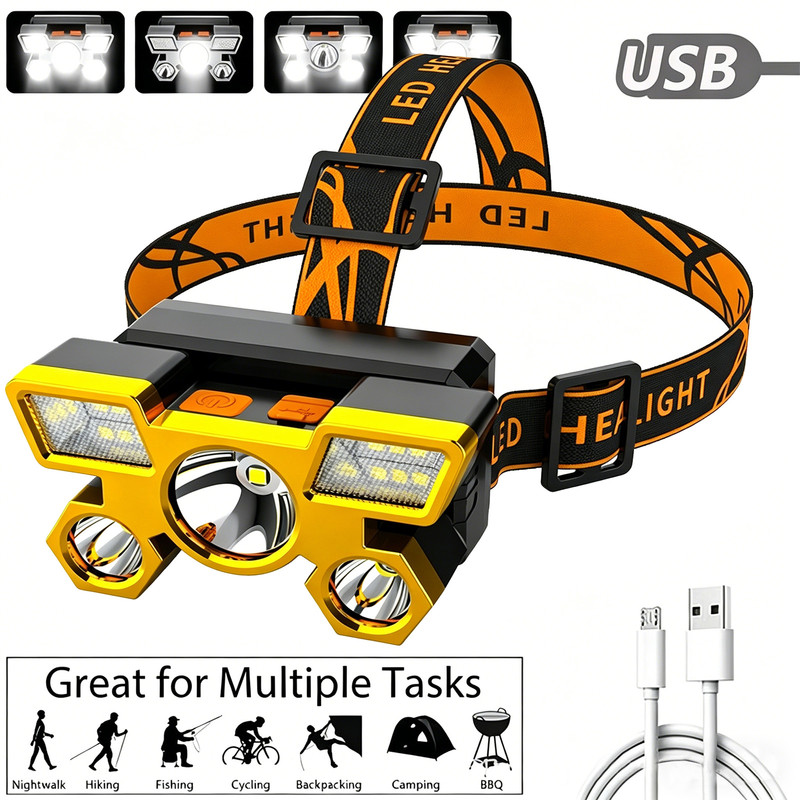 Outdoor Multi-Function LED Headlamp - 4-Level Dimmable Waterproof Headlamp - Head-Mounted Headlamp - Spotlight - Ideal for Night Fishing Outdoor Multi-Function LED Headlamp - 4-Level Dimmable Waterproof Headlamp - Head-Mounted Headlamp - Spotlight - Ideal for Night Fishing