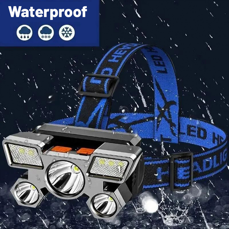 Outdoor Multi-Function LED Headlamp - 4-Level Dimmable Waterproof Headlamp - Head-Mounted Headlamp - Spotlight - Ideal for Night Fishing