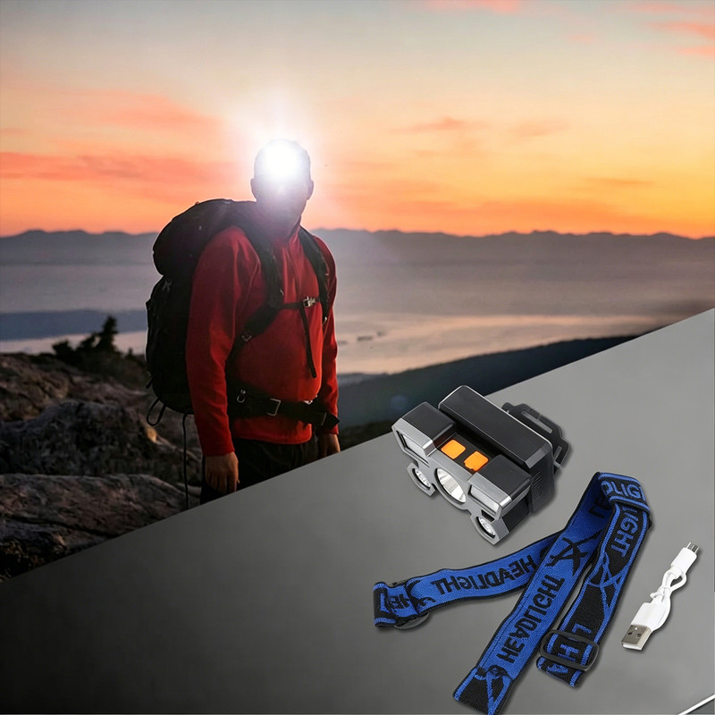 Outdoor Multi-Function LED Headlamp - 4-Level Dimmable Waterproof Headlamp - Head-Mounted Headlamp - Spotlight - Ideal for Night Fishing
