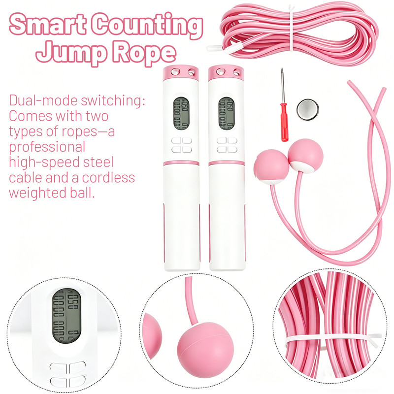 Electronic Smart Counting Jump Rope - Cordless and Corded Dual-Use - Professional Fitness and Weight Loss Equipment - Suitable for Adults and Children - Rope Length: 280 cm - Includes Storage Bag - Multiple Accessories - Essential for Home Fitness and Wei Electronic Smart Counting Jump Rope - Cordless and Corded Dual-Use - Professional Fitness and Weight Loss Equipment - Suitable for Adults and Children - Rope Length: 280 cm - Includes Storage Bag - Multiple Accessories - Essential for Home Fitness and Wei