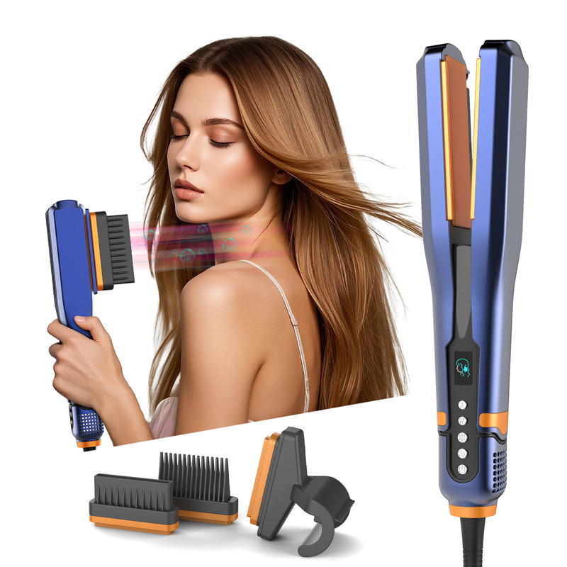 White Revolutionary Wet to Straight Airflow Styler | 2-in-1 Ionic Hair Dryer & Straightener | 200 Million Negative Ions for Frizz-Free Shine | 1600W High-Speed Air Flat Iron | Time-Saving Daily Tool