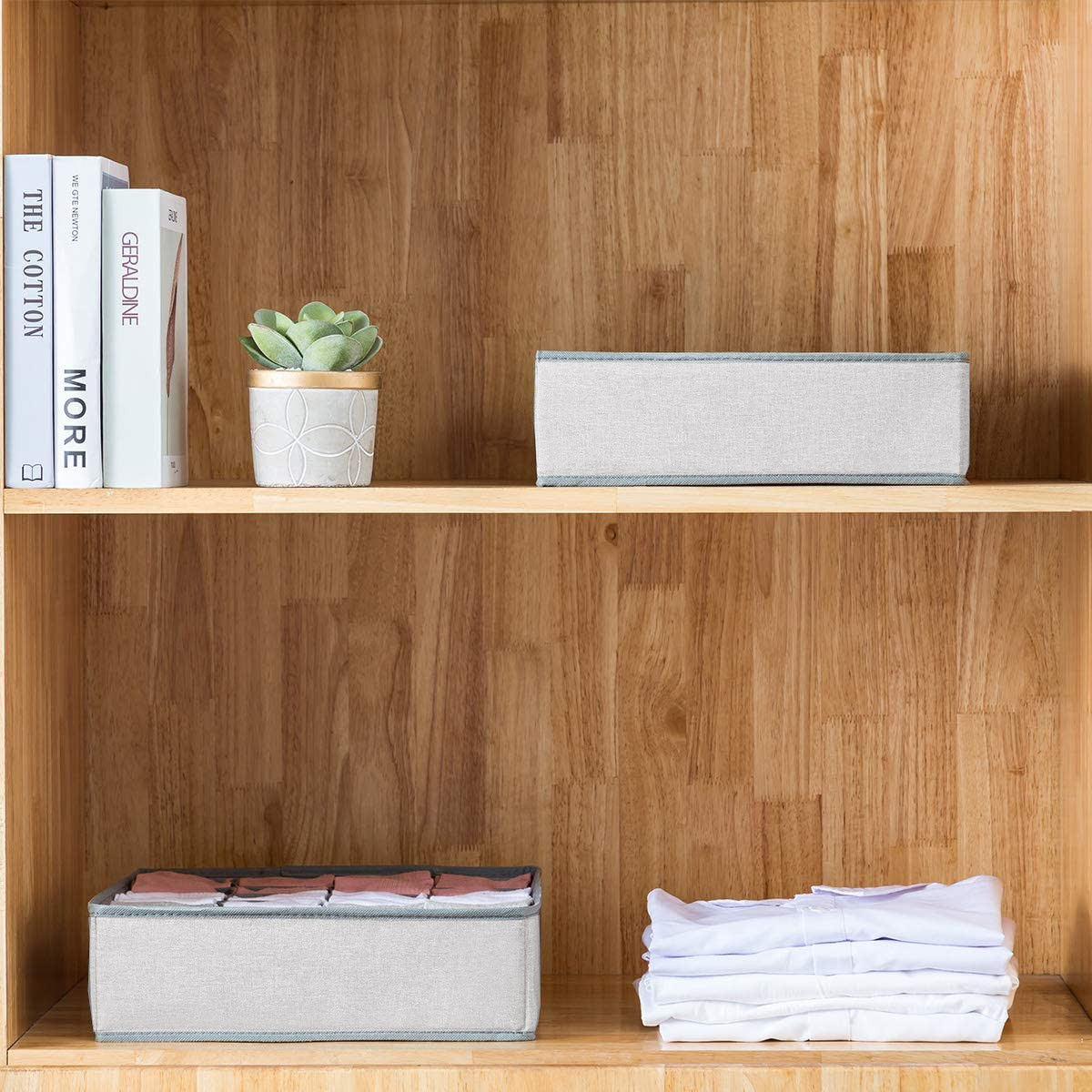Set of 2 Fabric Drawer Organizer Divider Storage Boxes for Storing Socks