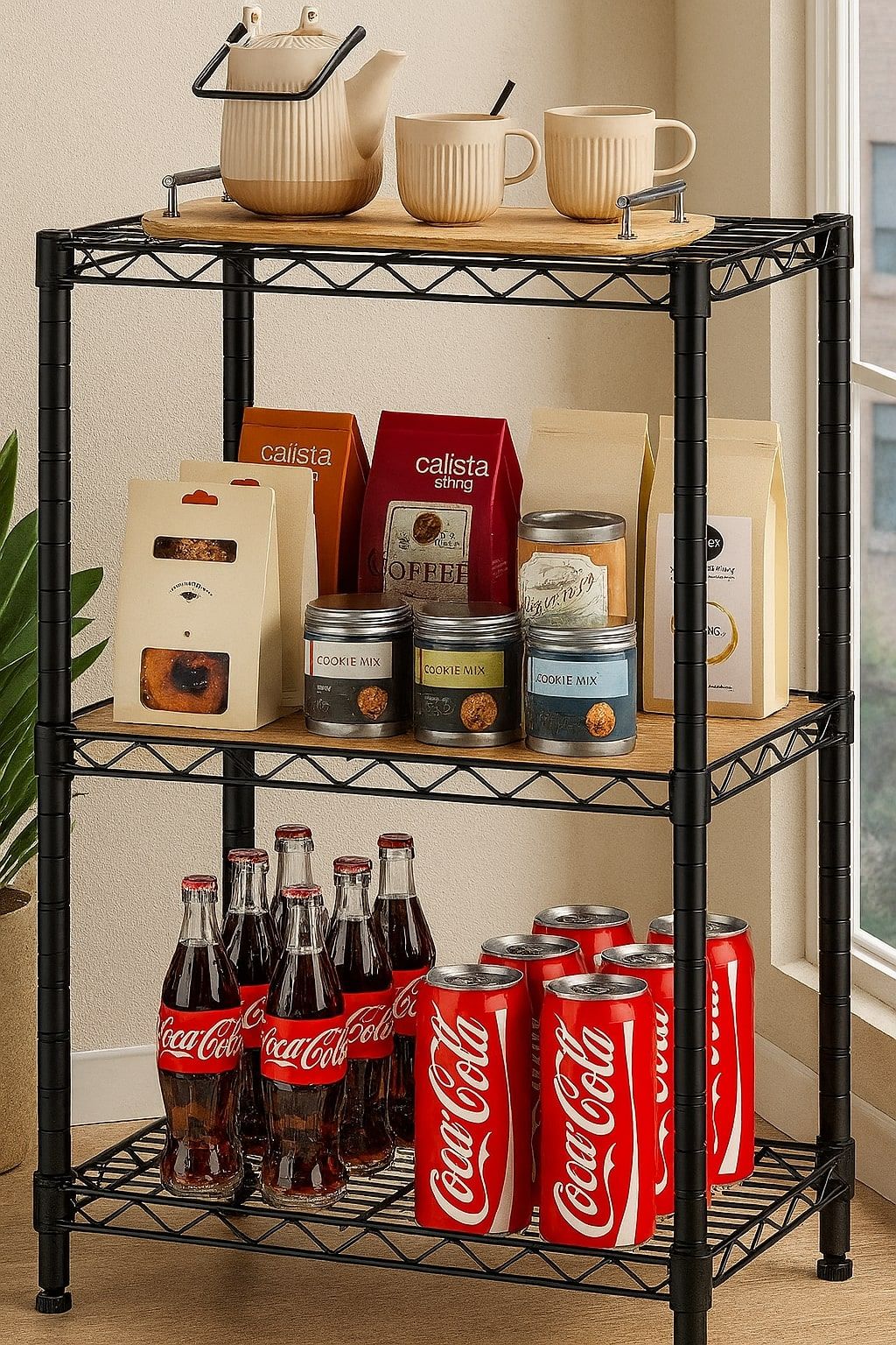 CARLA HOME 3-Tier Adjustable Metal Storage Shelves Wire Rack Organizer for Kitchen