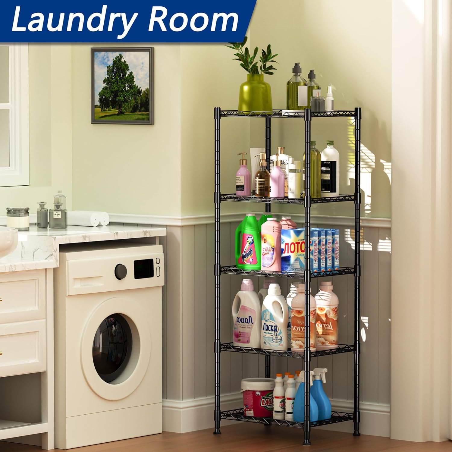 CARLA HOME 4-Tier Adjustable Metal Storage Shelves Wire Rack Organizer for Kitchen