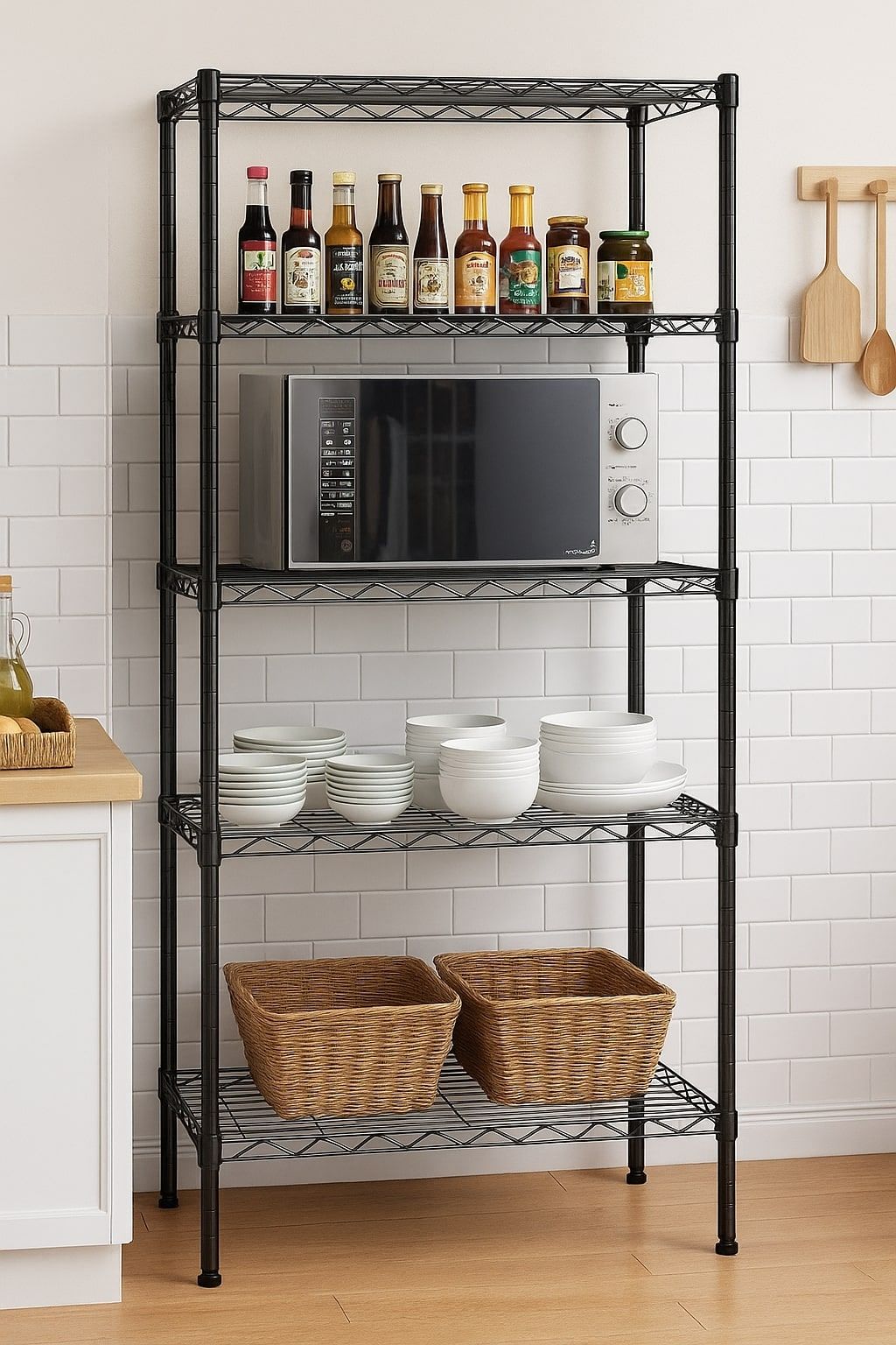 CARLA HOME 5-Tier Adjustable Metal Storage Shelves Wire Rack Organizer for Kitchen